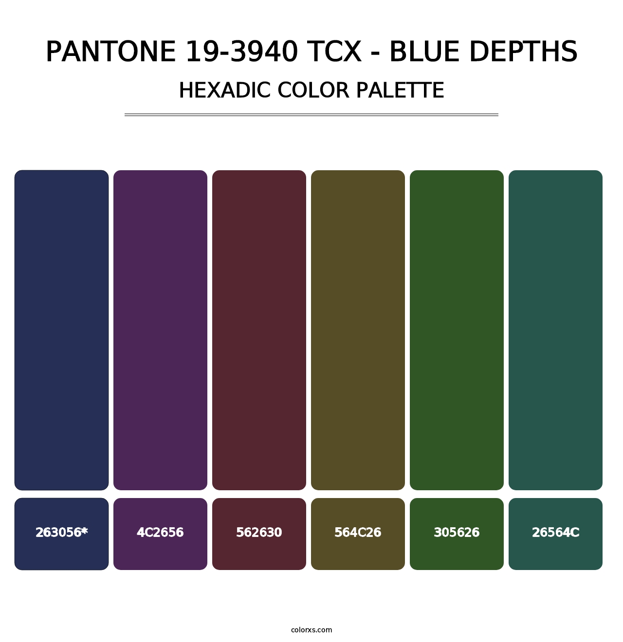 PANTONE 19-3940 TCX - Blue Depths - Hexadic Color Palette