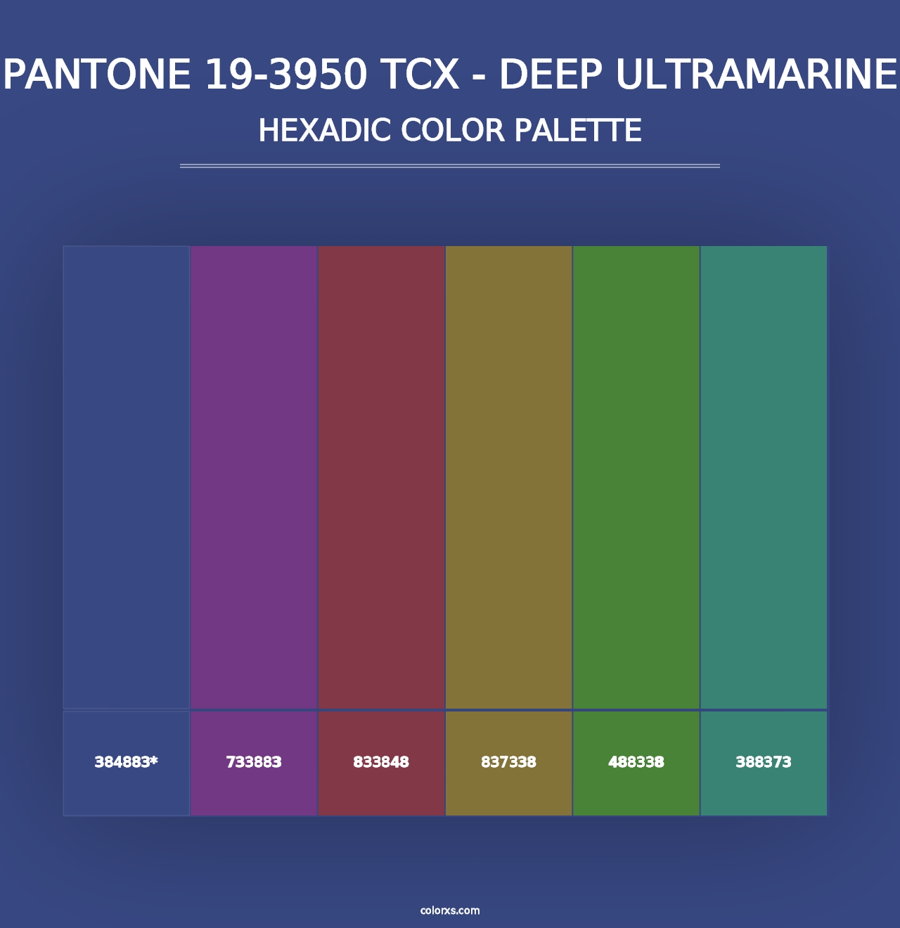 PANTONE 19-3950 TCX - Deep Ultramarine - Hexadic Color Palette