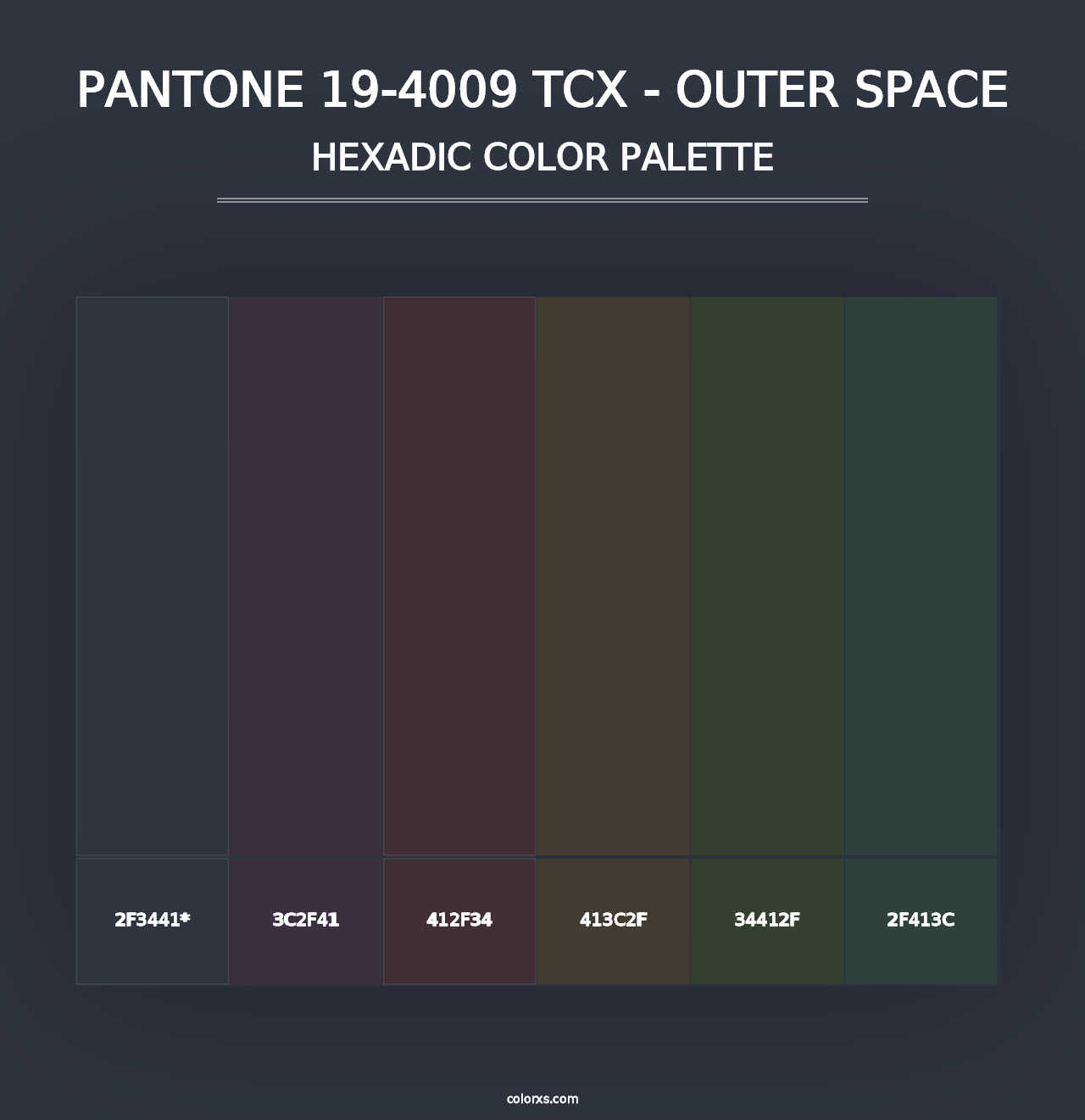 PANTONE 19-4009 TCX - Outer Space - Hexadic Color Palette