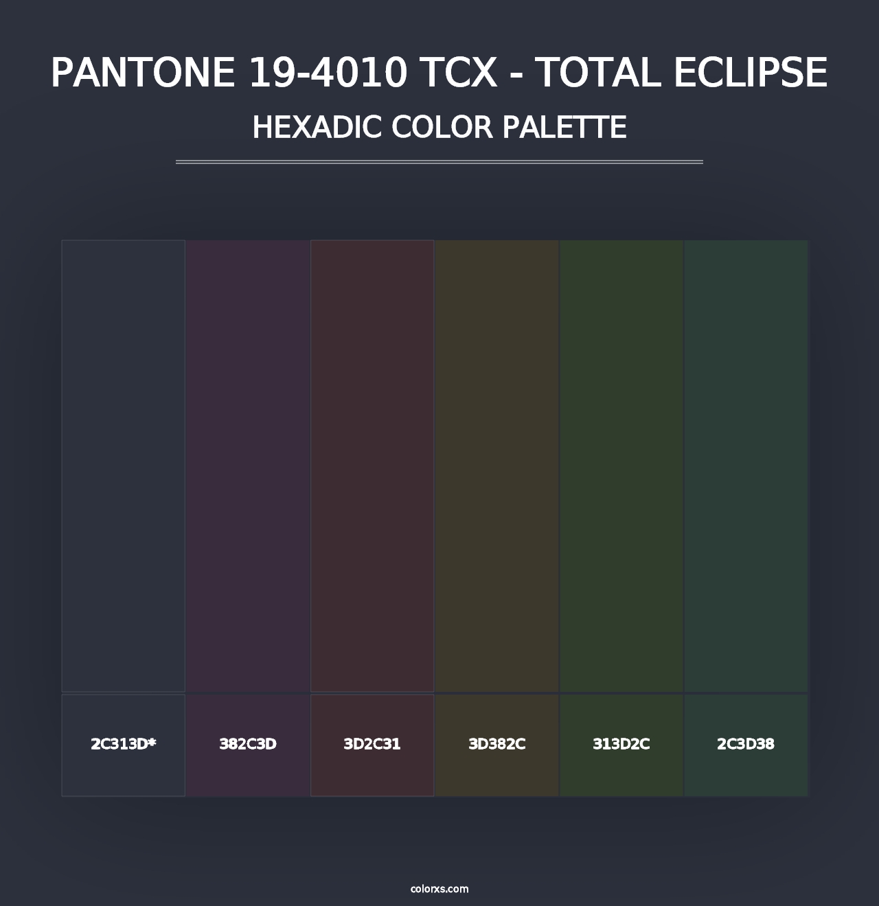 PANTONE 19-4010 TCX - Total Eclipse - Hexadic Color Palette