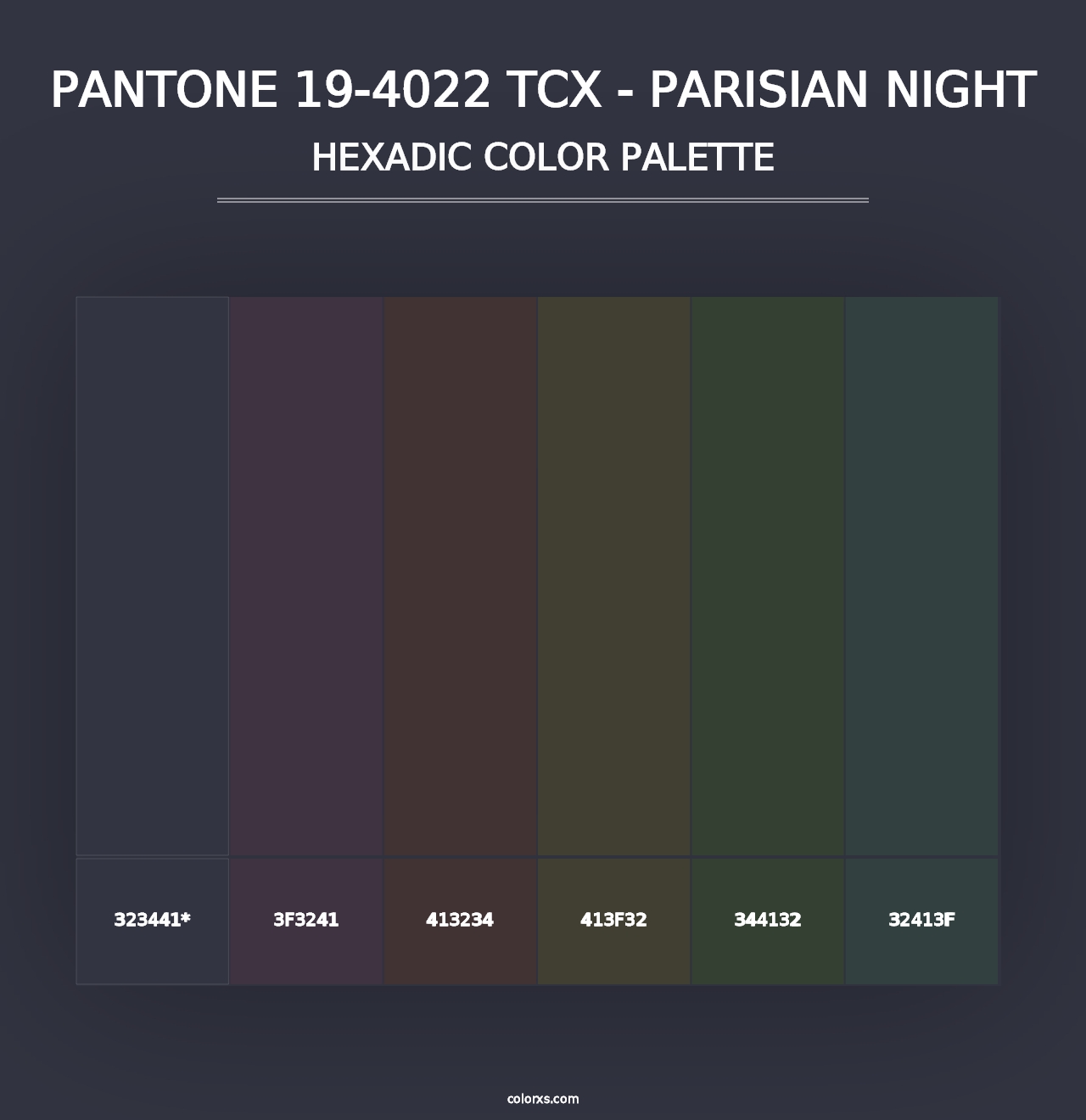 PANTONE 19-4022 TCX - Parisian Night - Hexadic Color Palette