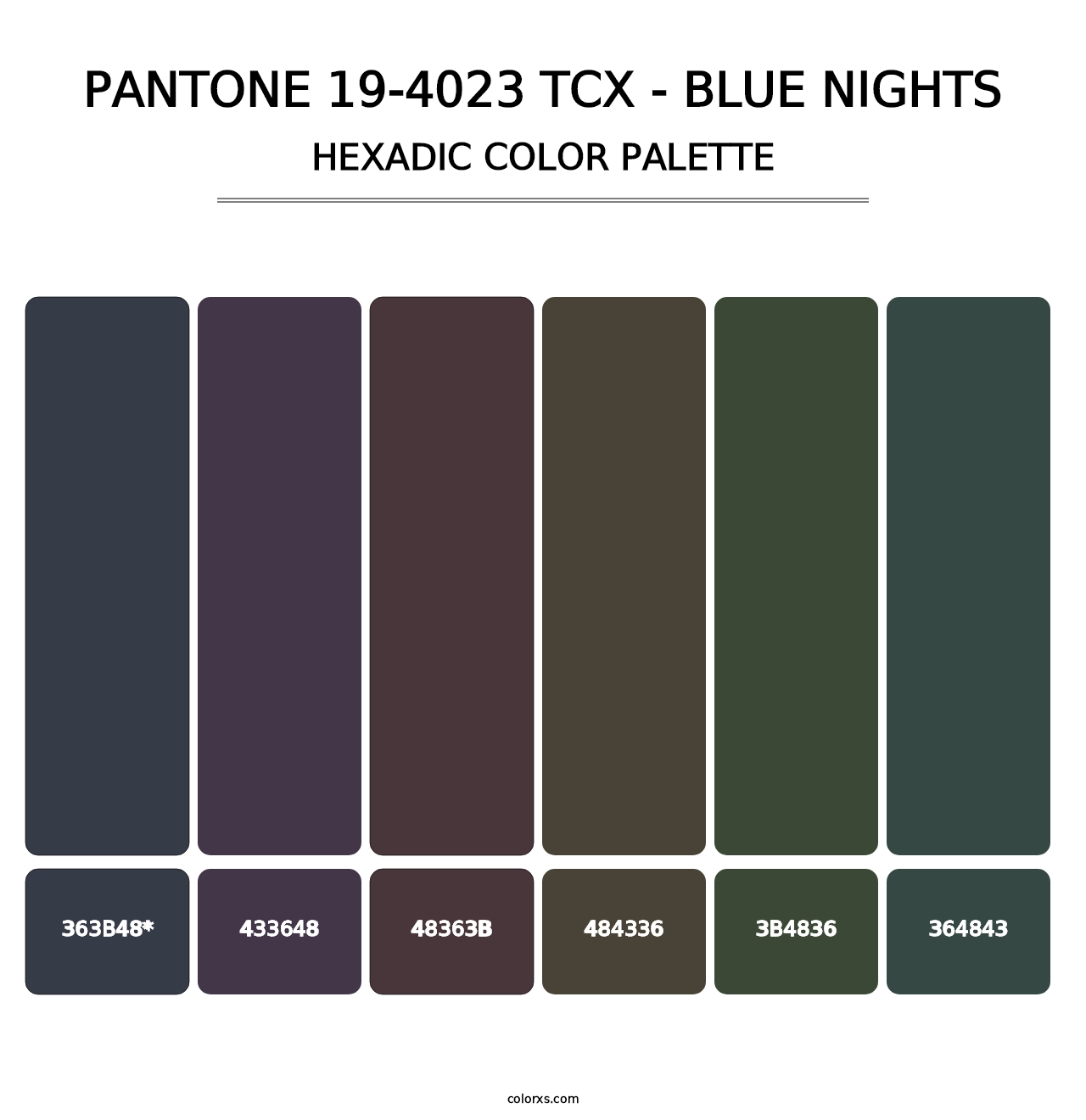 PANTONE 19-4023 TCX - Blue Nights - Hexadic Color Palette