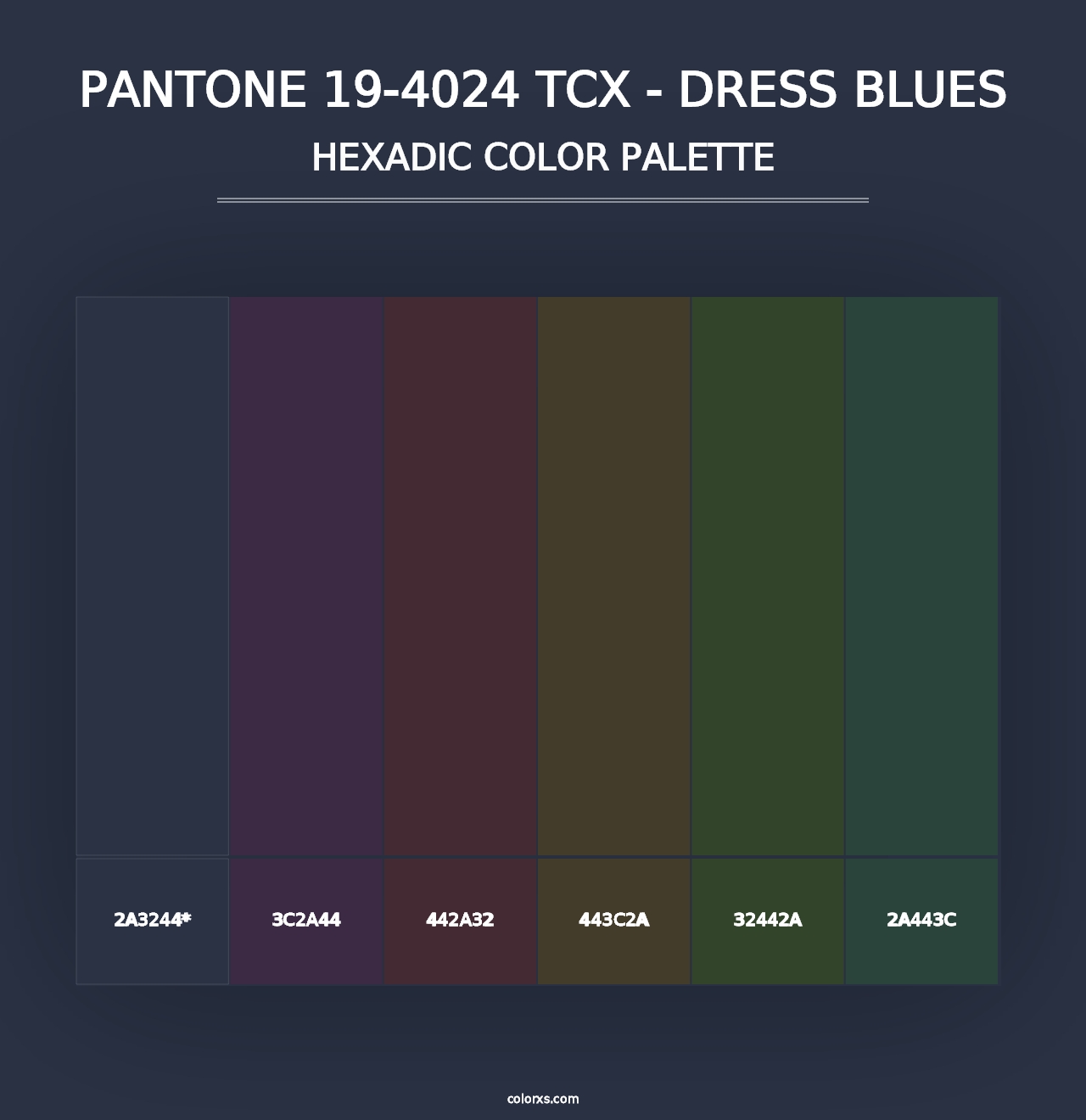 PANTONE 19-4024 TCX - Dress Blues - Hexadic Color Palette