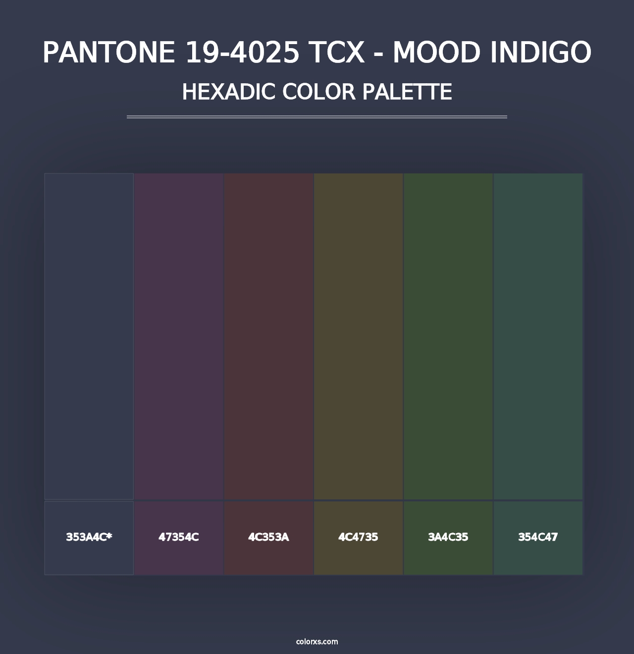 PANTONE 19-4025 TCX - Mood Indigo - Hexadic Color Palette