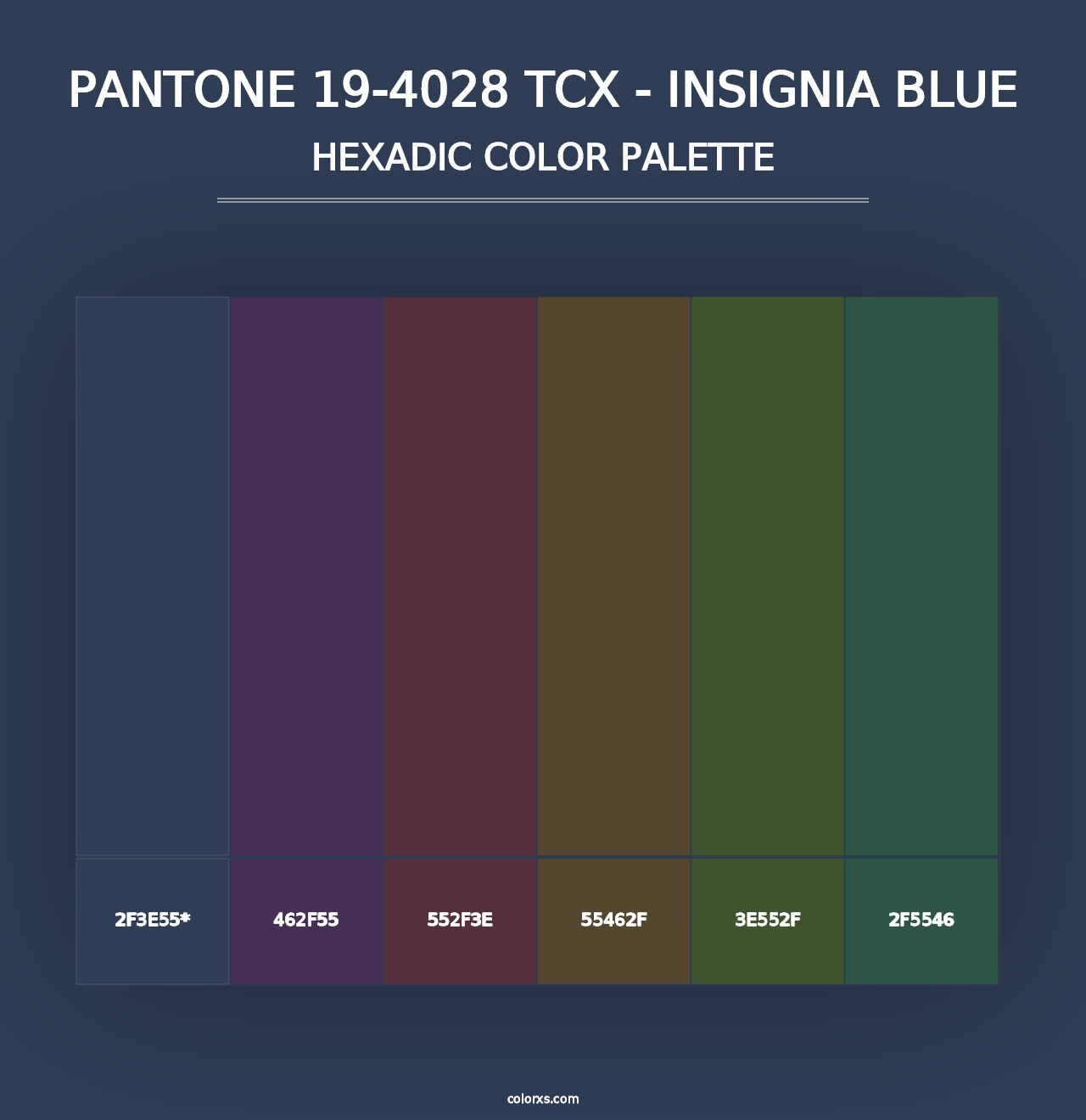 PANTONE 19-4028 TCX - Insignia Blue - Hexadic Color Palette