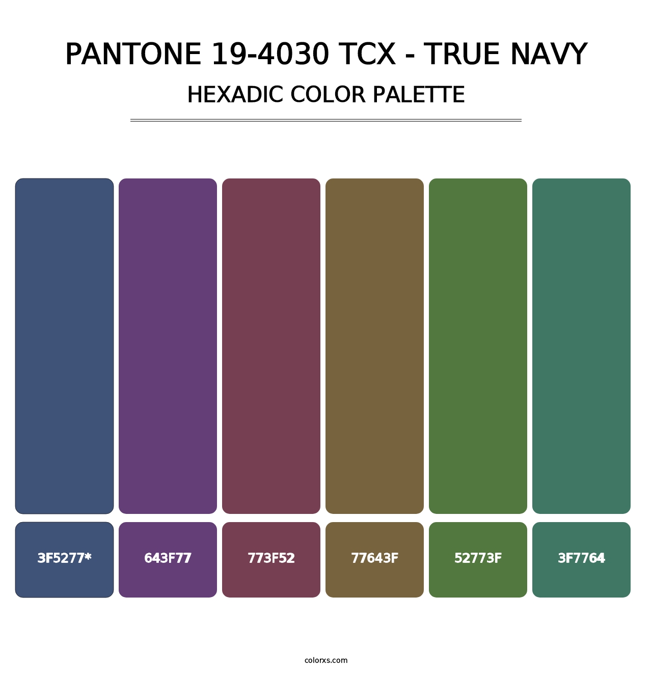 PANTONE 19-4030 TCX - True Navy - Hexadic Color Palette