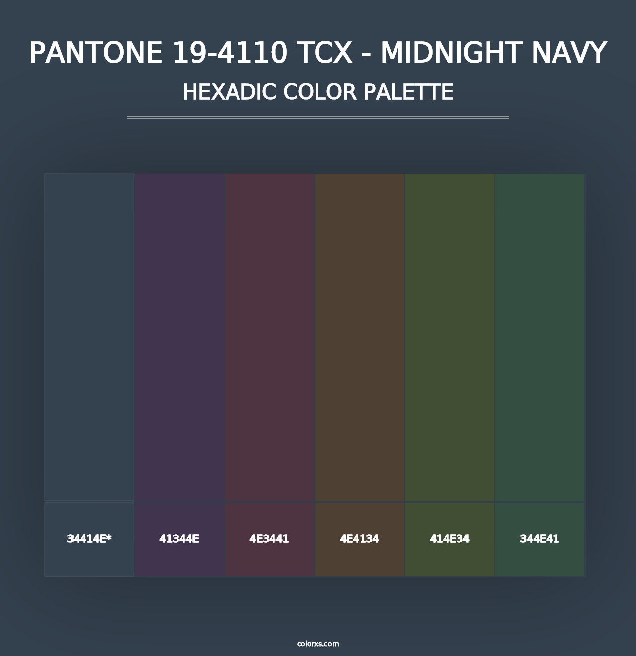 PANTONE 19-4110 TCX - Midnight Navy - Hexadic Color Palette