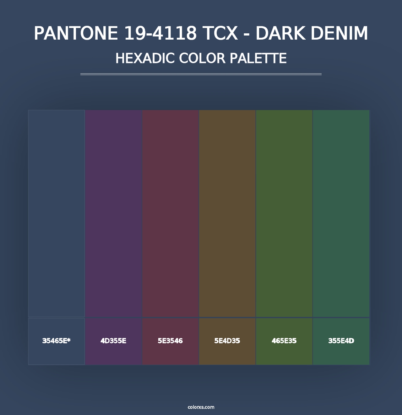 PANTONE 19-4118 TCX - Dark Denim - Hexadic Color Palette