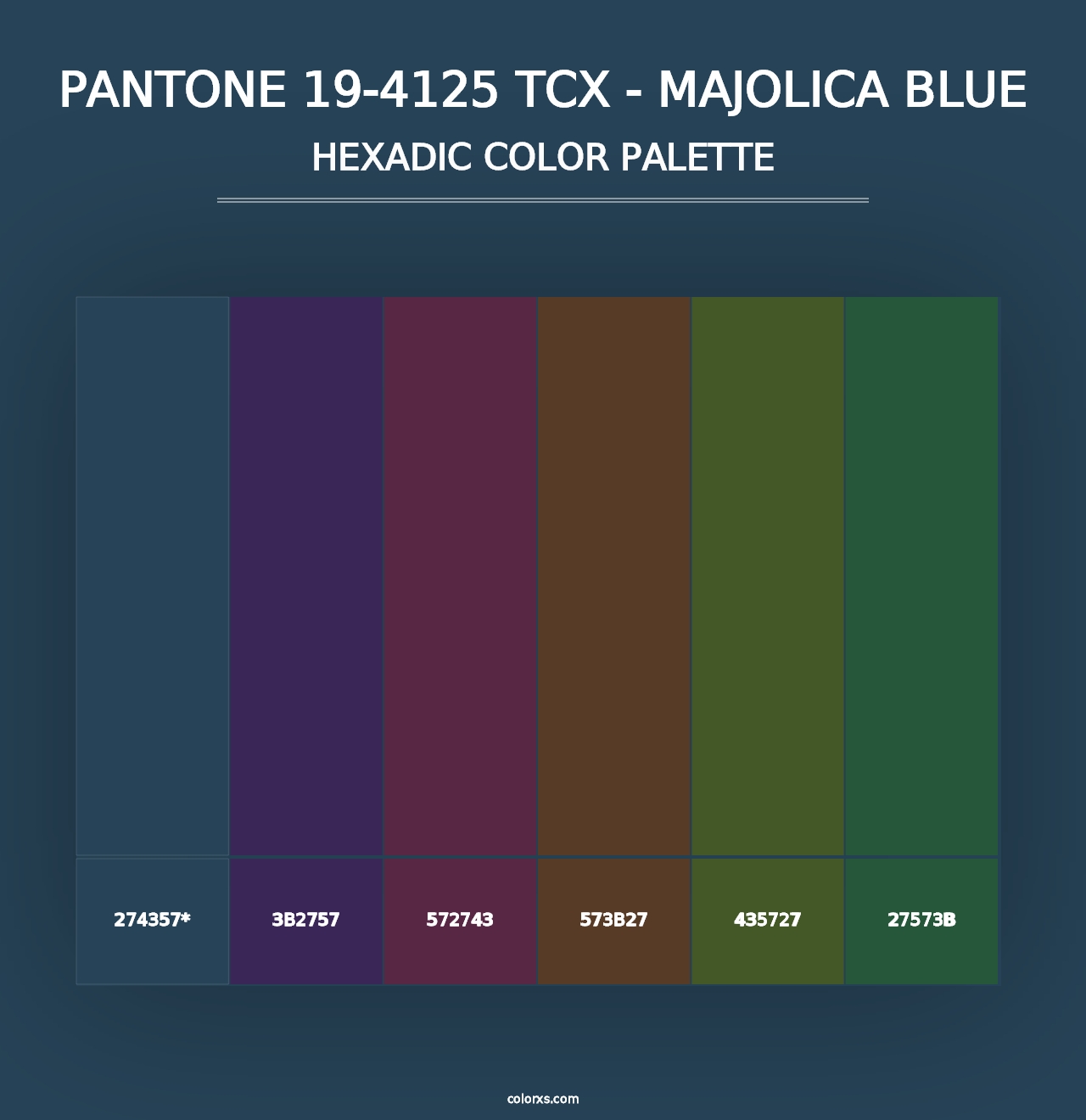 PANTONE 19-4125 TCX - Majolica Blue - Hexadic Color Palette