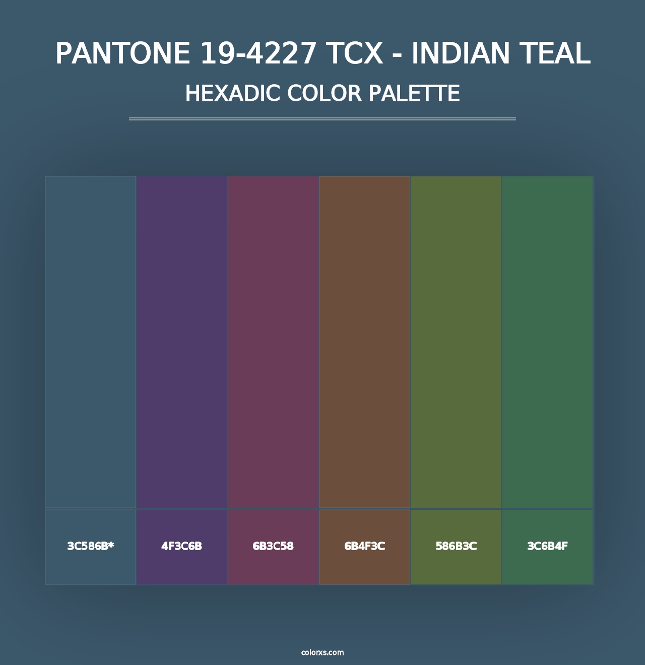 PANTONE 19-4227 TCX - Indian Teal - Hexadic Color Palette