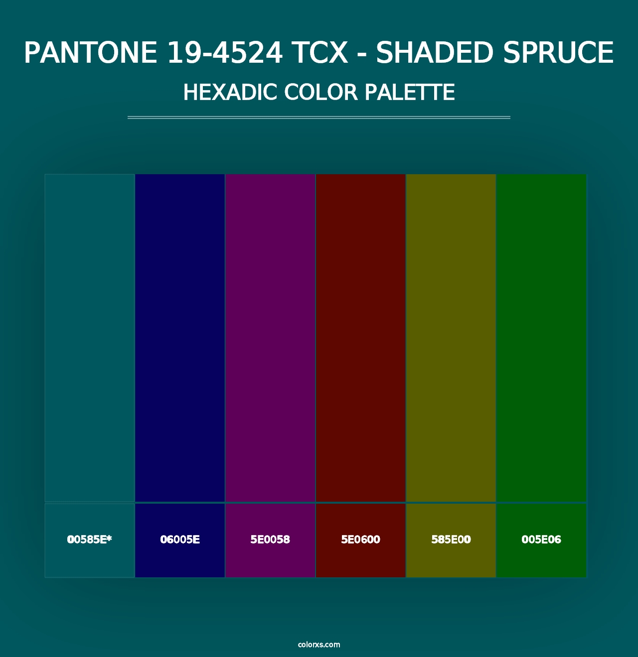 PANTONE 19-4524 TCX - Shaded Spruce - Hexadic Color Palette