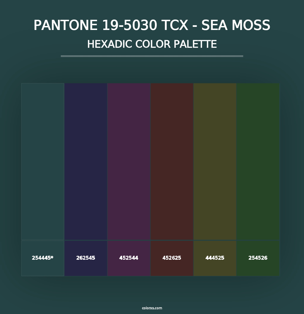 PANTONE 19-5030 TCX - Sea Moss - Hexadic Color Palette