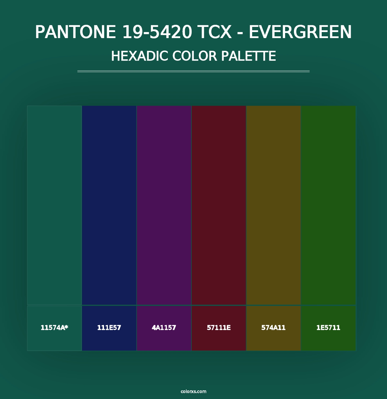 PANTONE 19-5420 TCX - Evergreen - Hexadic Color Palette