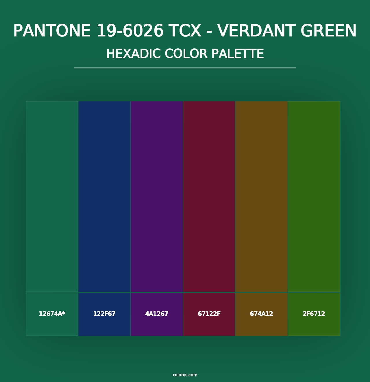 PANTONE 19-6026 TCX - Verdant Green - Hexadic Color Palette