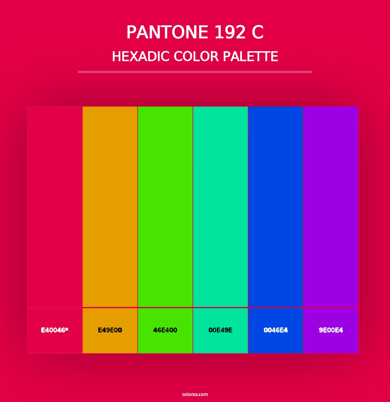 PANTONE 192 C - Hexadic Color Palette