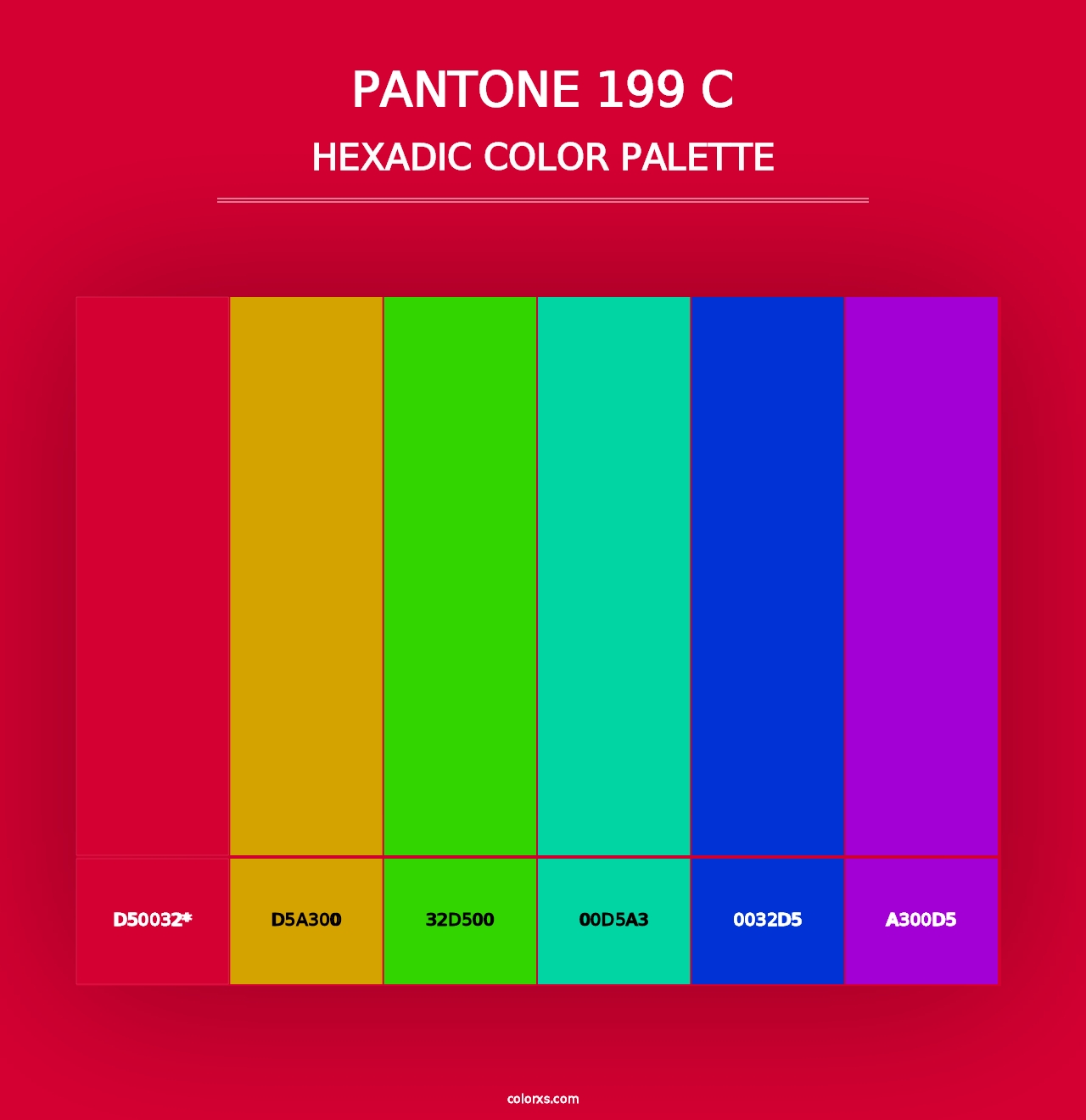 PANTONE 199 C - Hexadic Color Palette