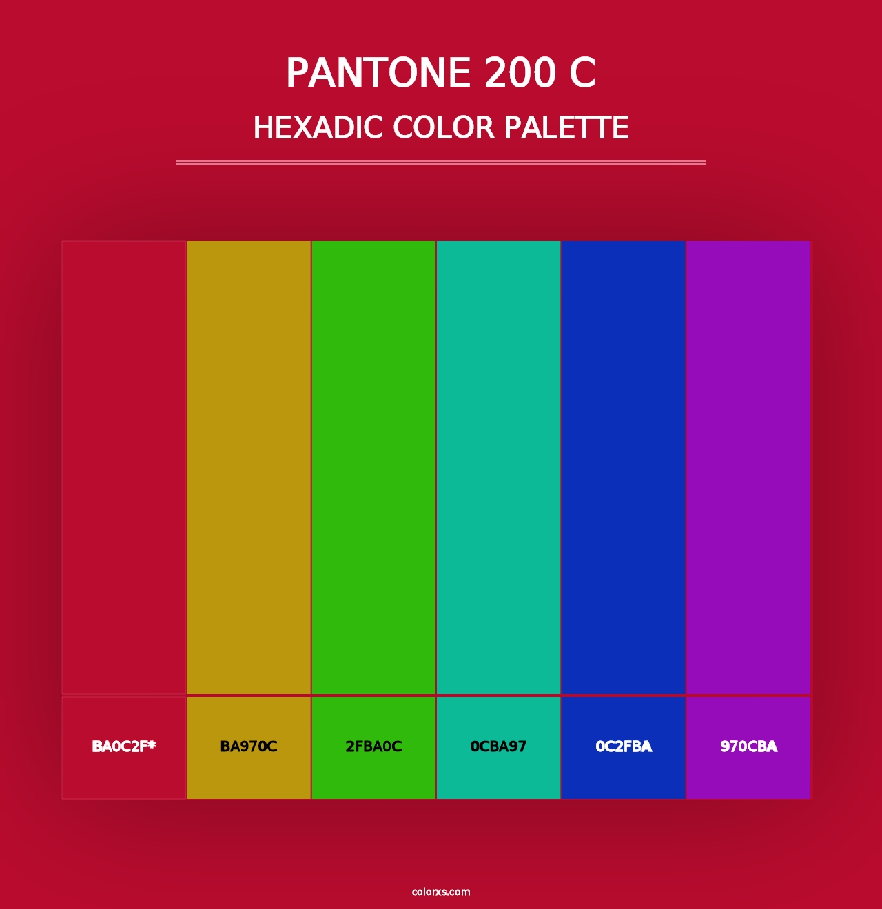 PANTONE 200 C - Hexadic Color Palette