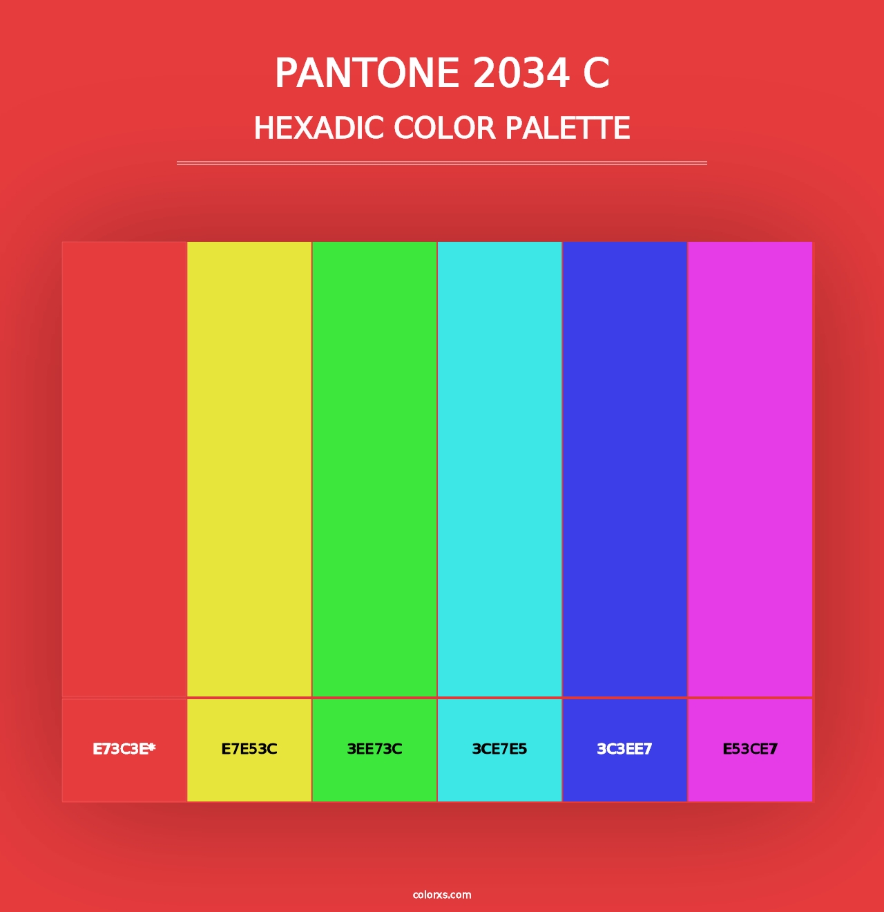 PANTONE 2034 C - Hexadic Color Palette