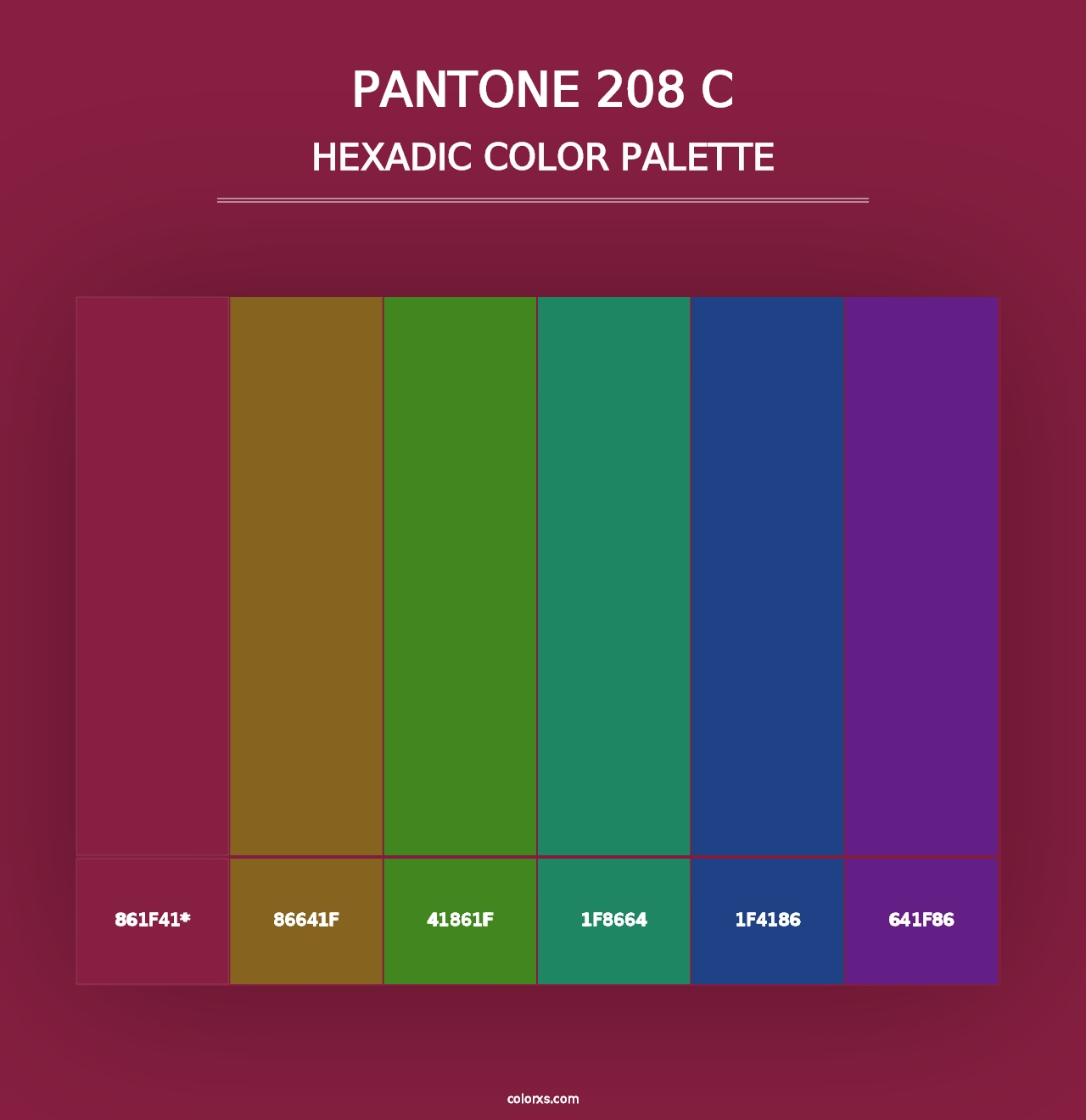 PANTONE 208 C - Hexadic Color Palette