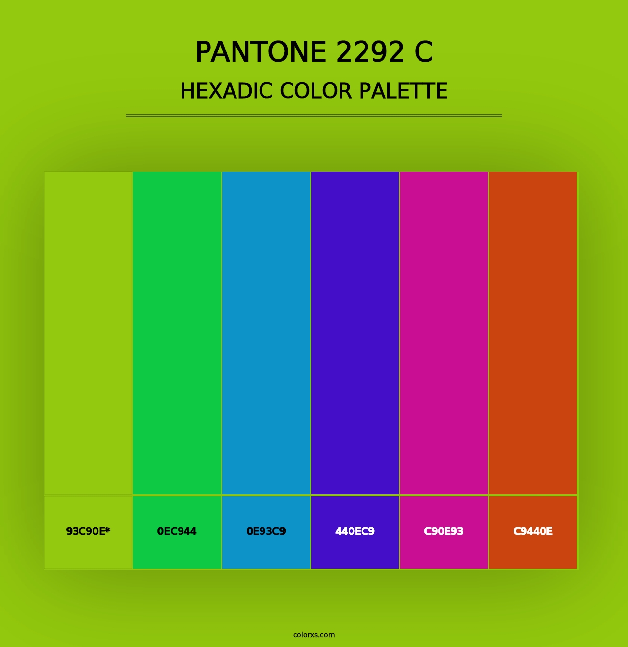 PANTONE 2292 C - Hexadic Color Palette