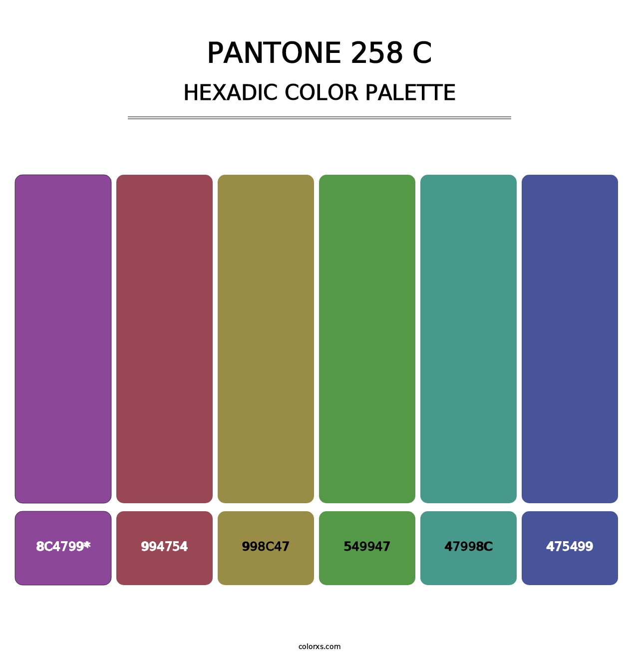 PANTONE 258 C - Hexadic Color Palette