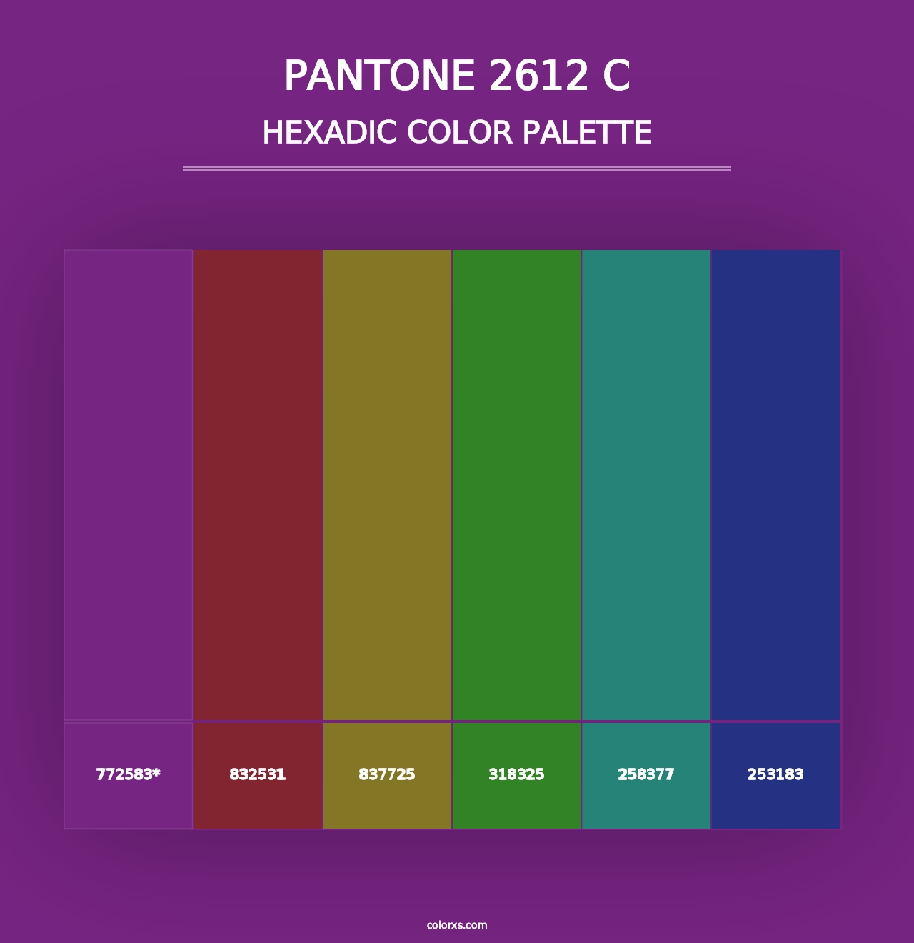 PANTONE 2612 C - Hexadic Color Palette