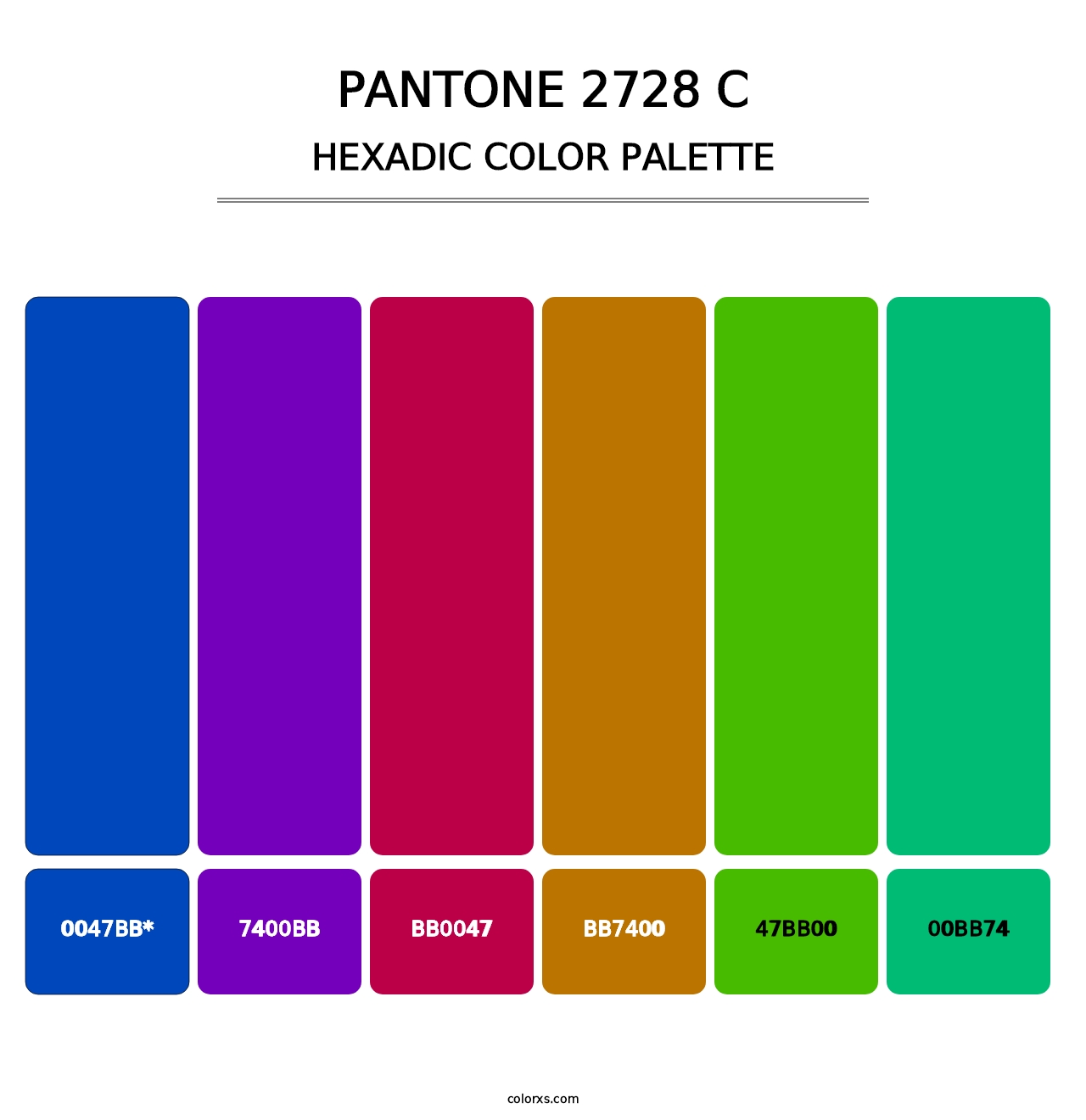 PANTONE 2728 C - Hexadic Color Palette