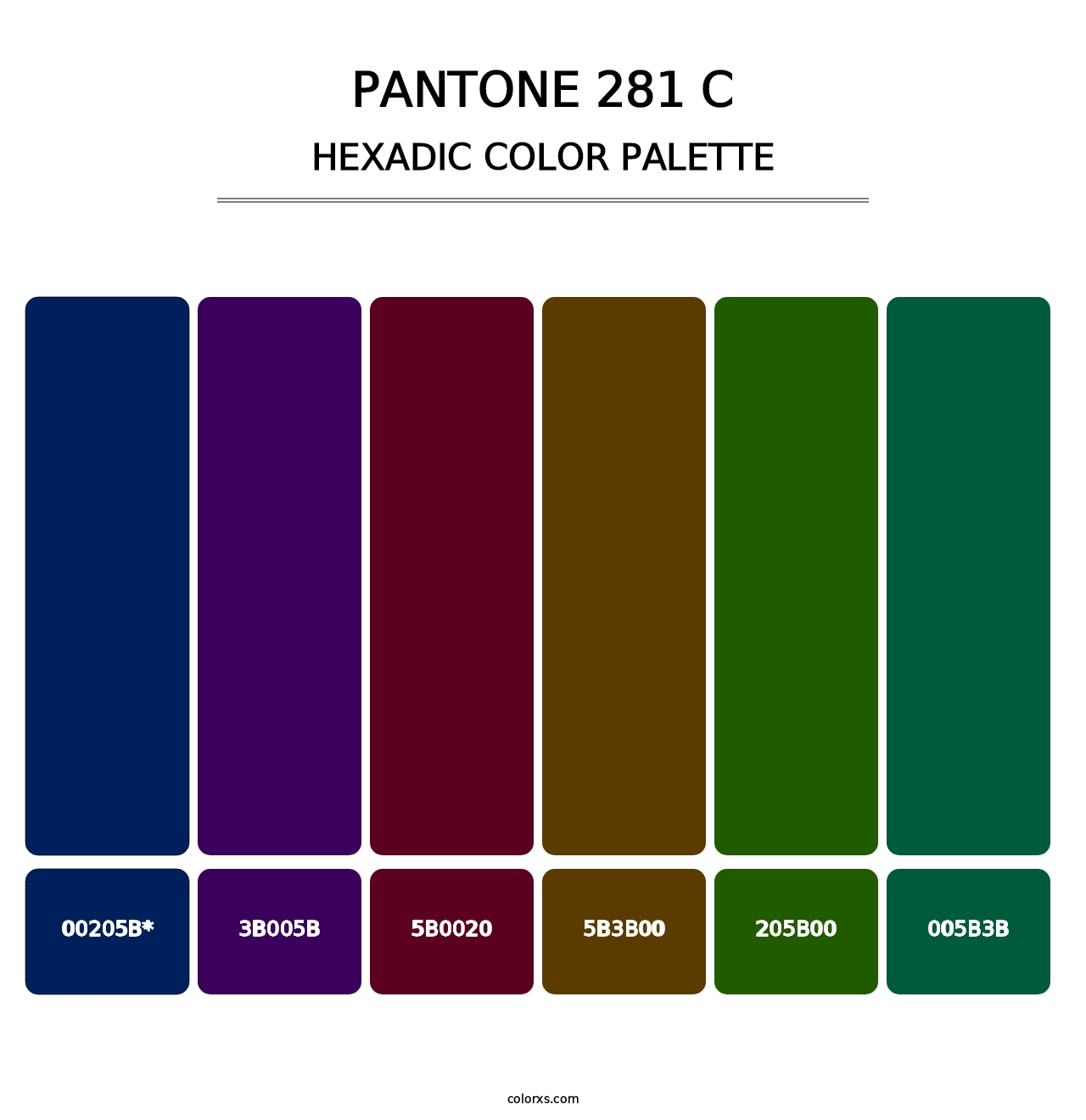 PANTONE 281 C - Hexadic Color Palette