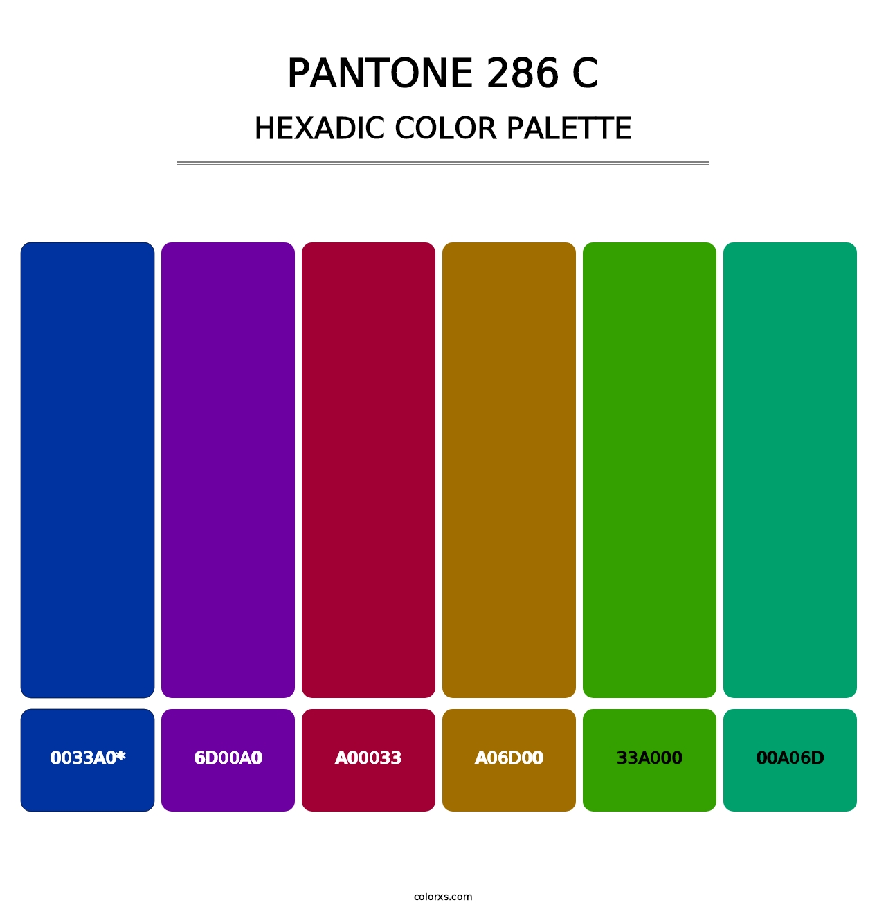 PANTONE 286 C - Hexadic Color Palette