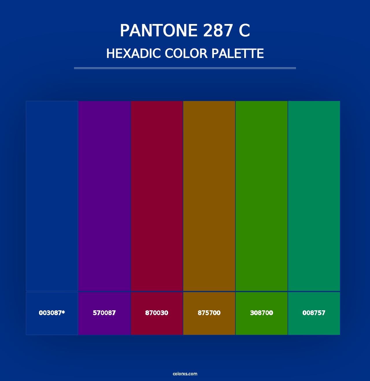 PANTONE 287 C - Hexadic Color Palette