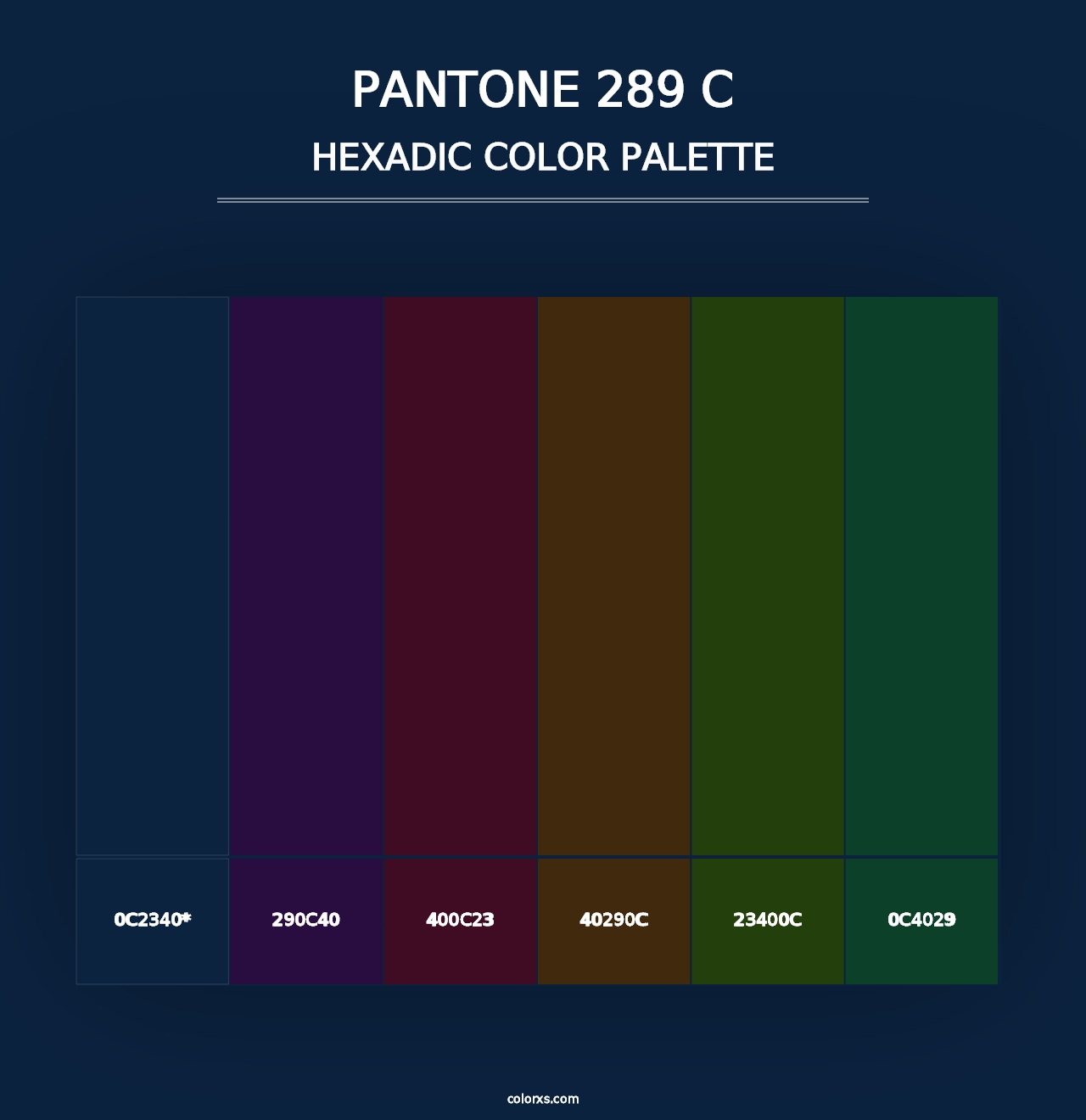 PANTONE 289 C - Hexadic Color Palette