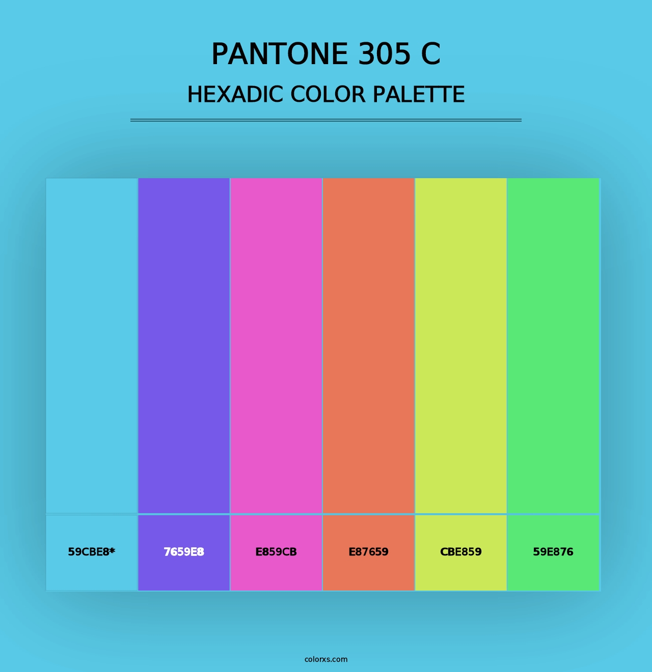 PANTONE 305 C - Hexadic Color Palette