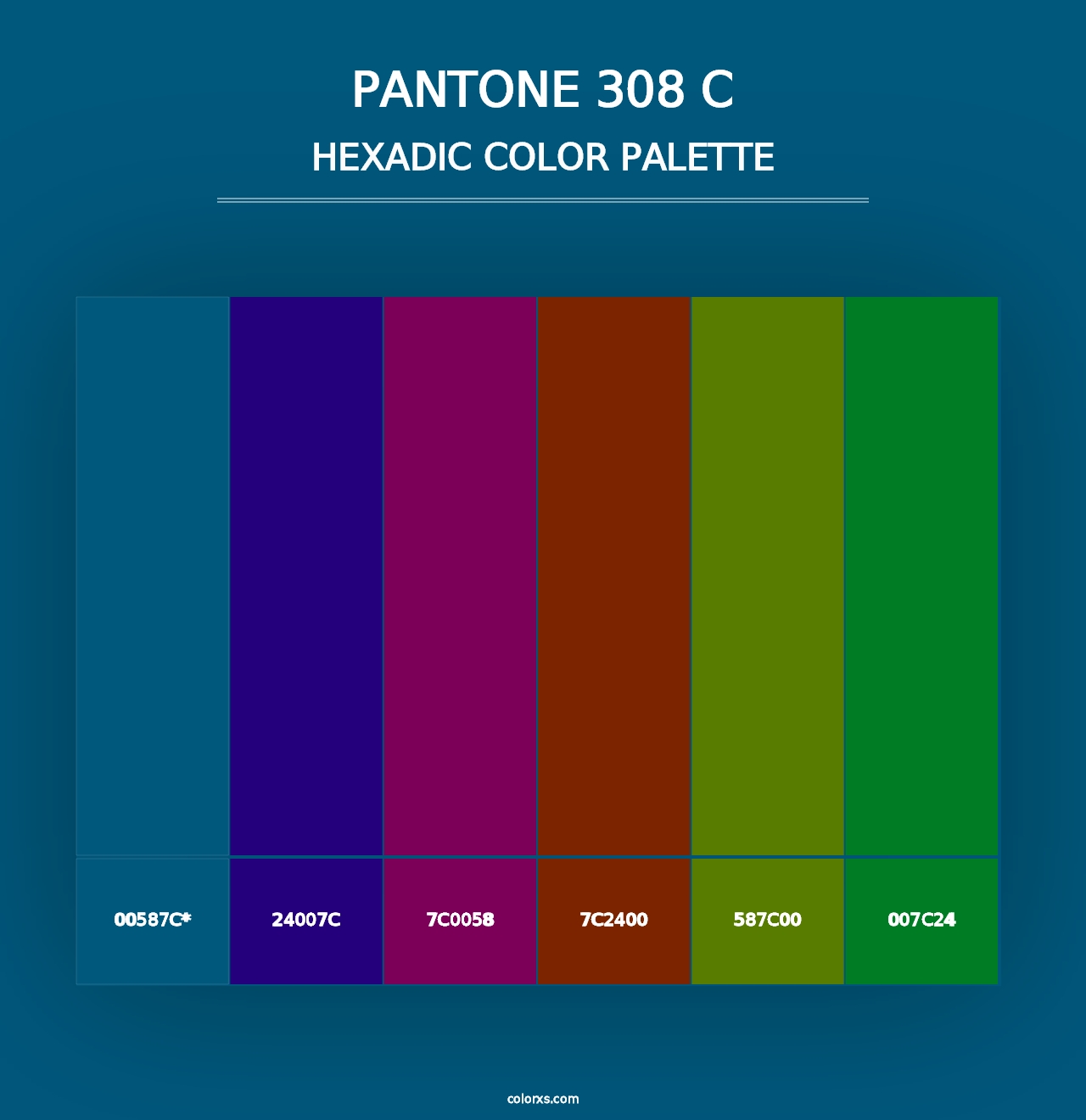 PANTONE 308 C - Hexadic Color Palette