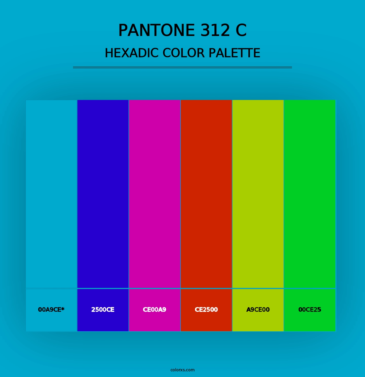 PANTONE 312 C - Hexadic Color Palette