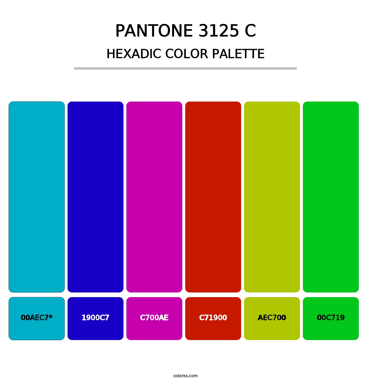 PANTONE 3125 C - Hexadic Color Palette