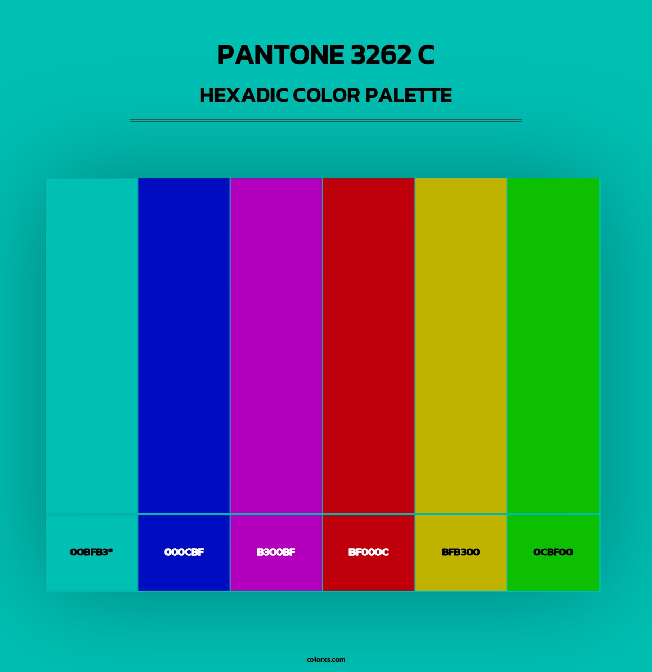 PANTONE 3262 C - Hexadic Color Palette