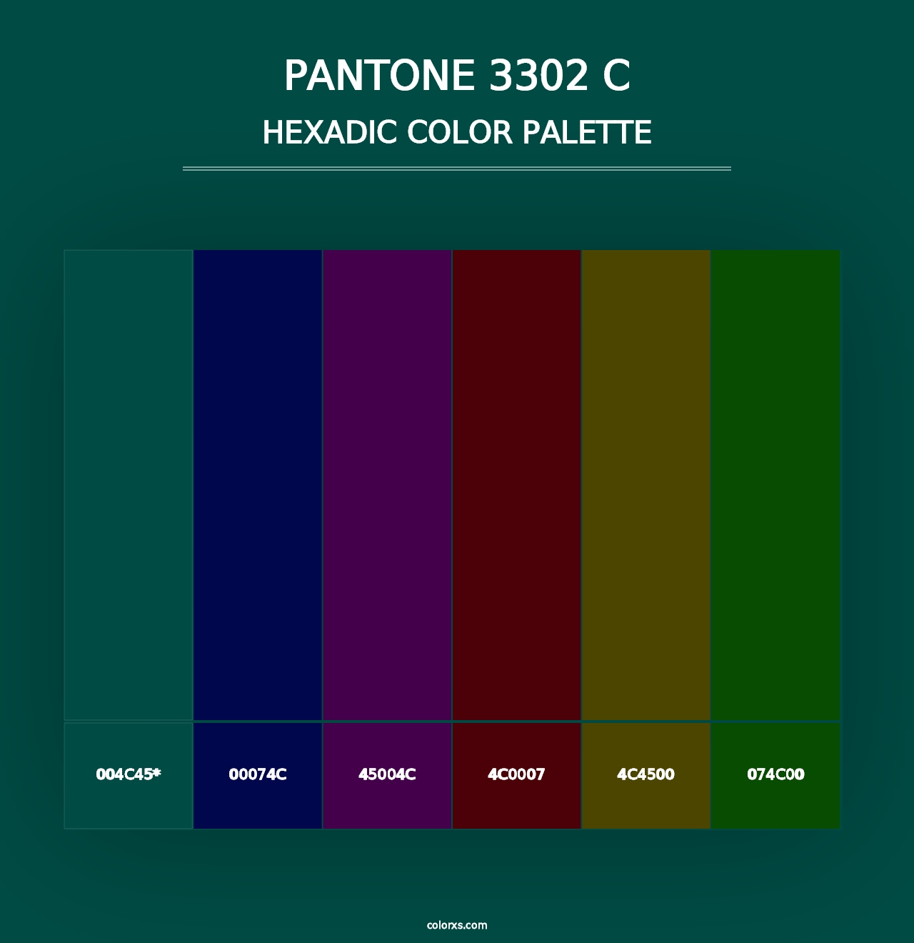 PANTONE 3302 C - Hexadic Color Palette