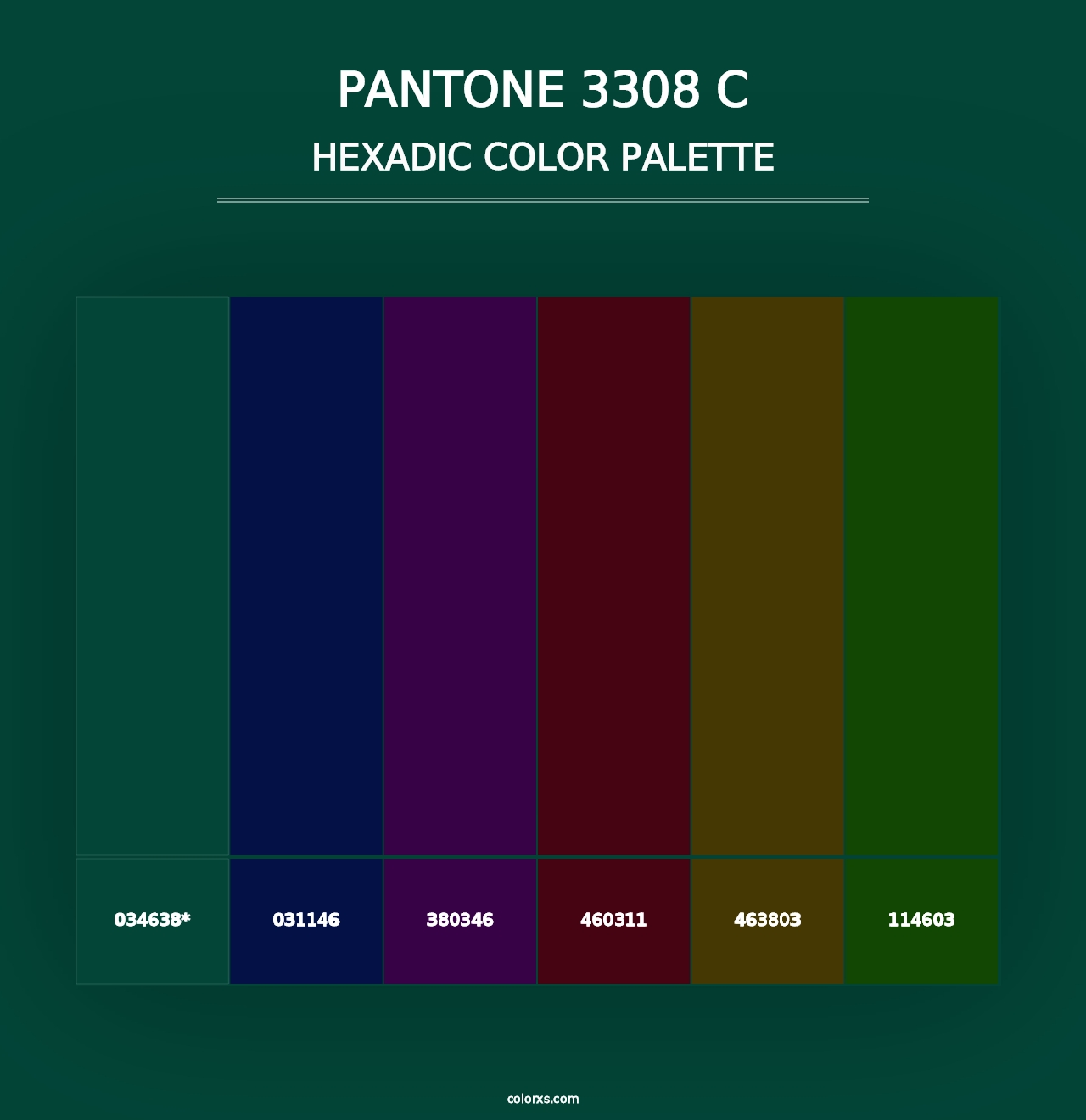 PANTONE 3308 C - Hexadic Color Palette