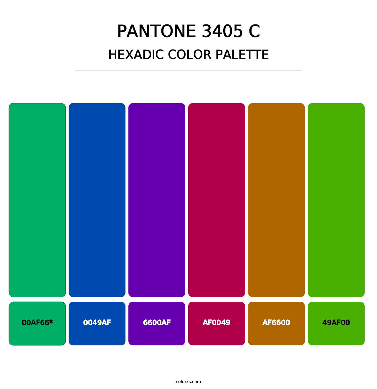 PANTONE 3405 C - Hexadic Color Palette