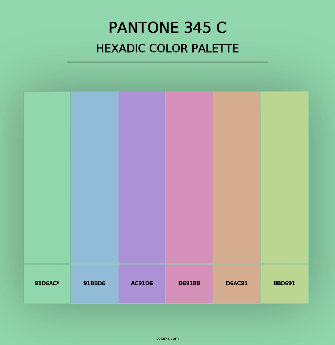 PANTONE 345 C - Hexadic Color Palette