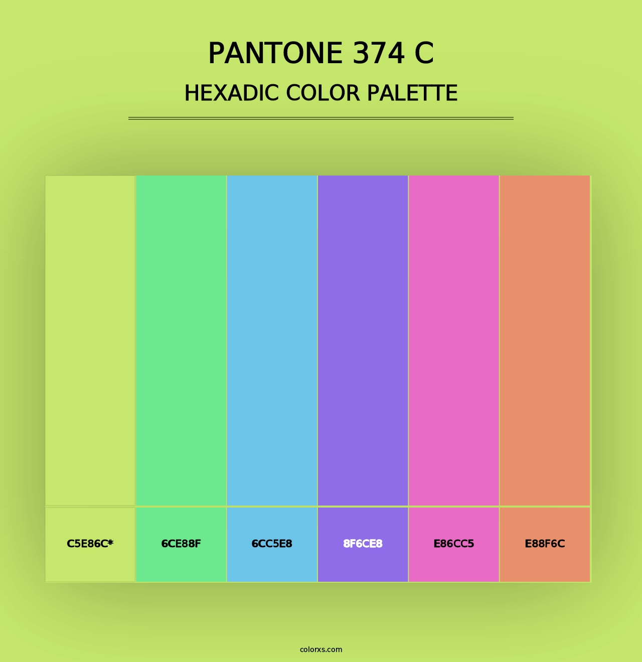 PANTONE 374 C - Hexadic Color Palette