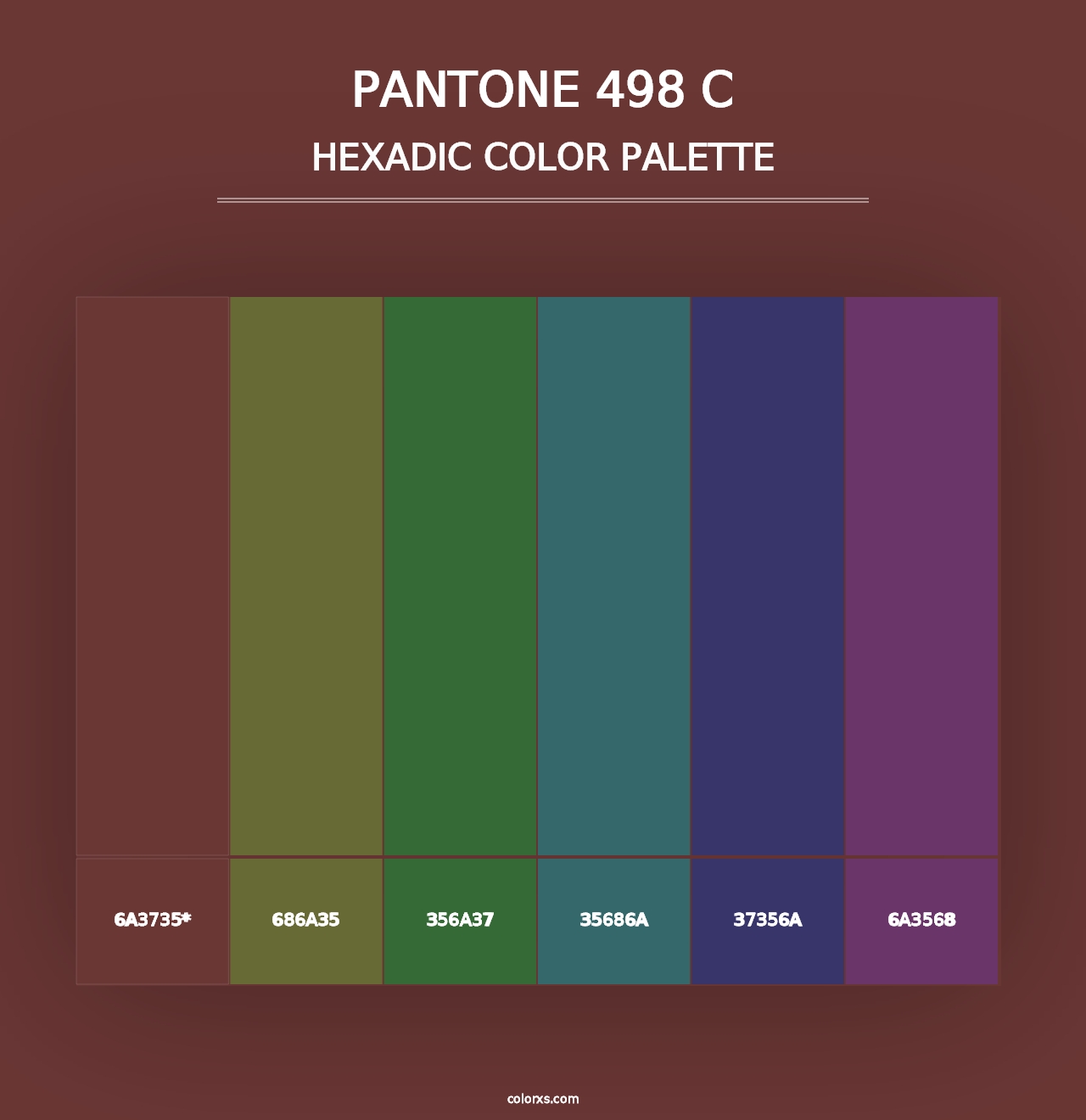 PANTONE 498 C - Hexadic Color Palette