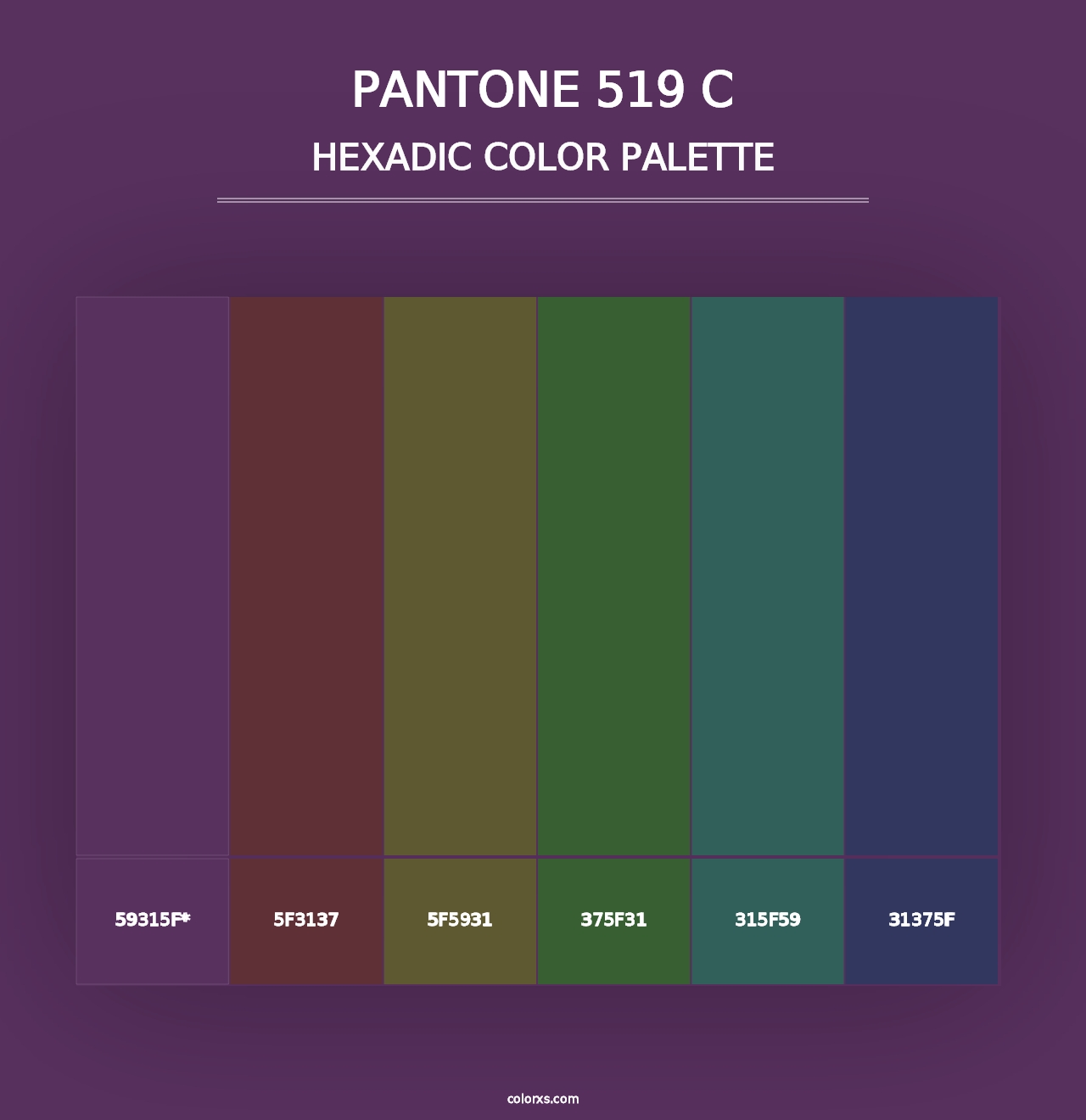 PANTONE 519 C - Hexadic Color Palette