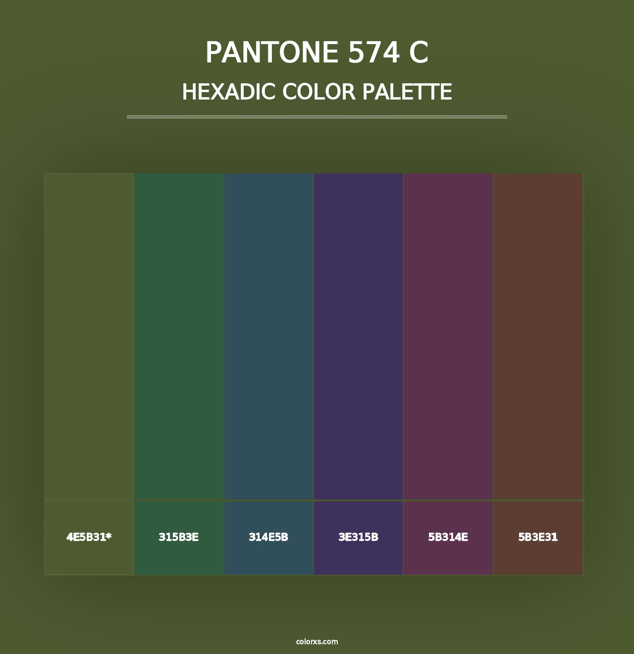 PANTONE 574 C - Hexadic Color Palette