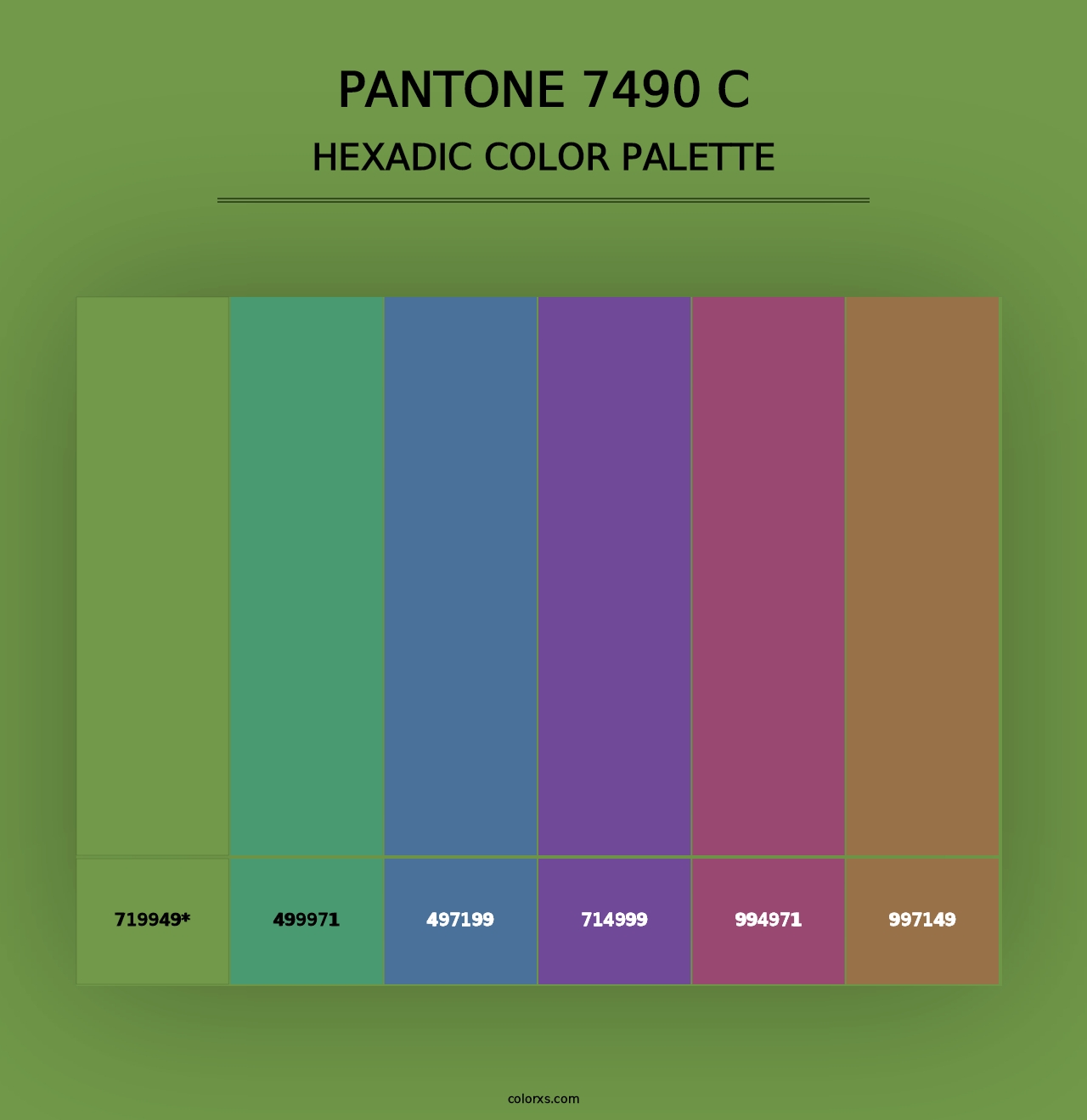 PANTONE 7490 C - Hexadic Color Palette