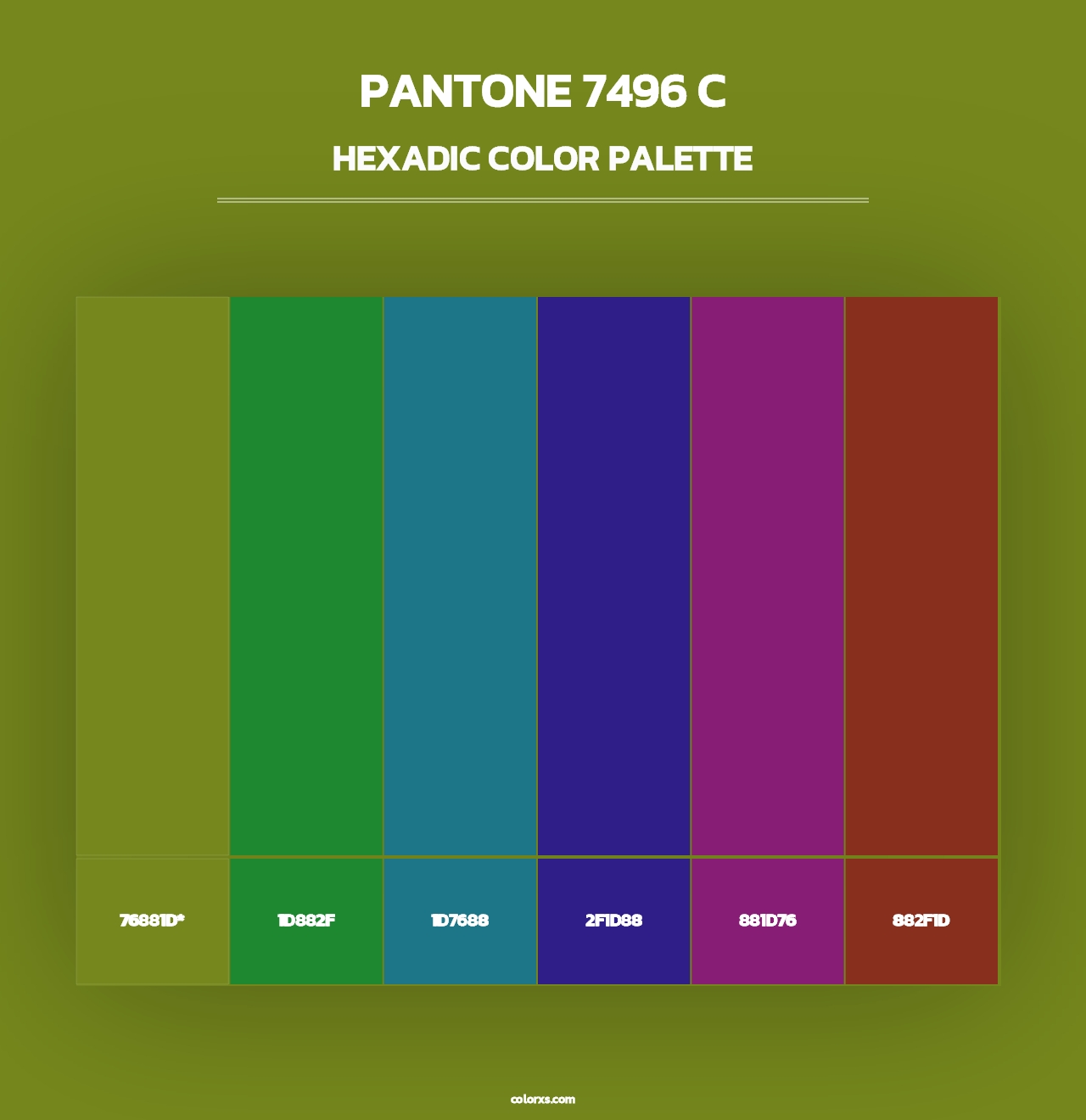 PANTONE 7496 C - Hexadic Color Palette