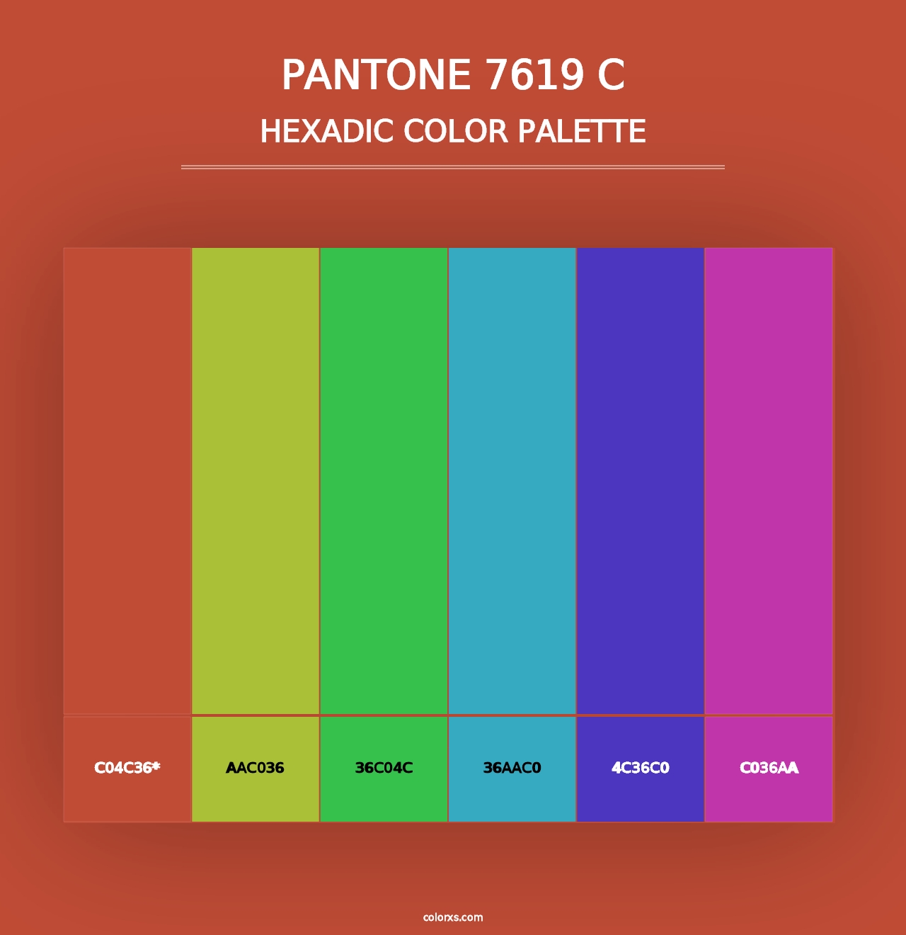 PANTONE 7619 C - Hexadic Color Palette