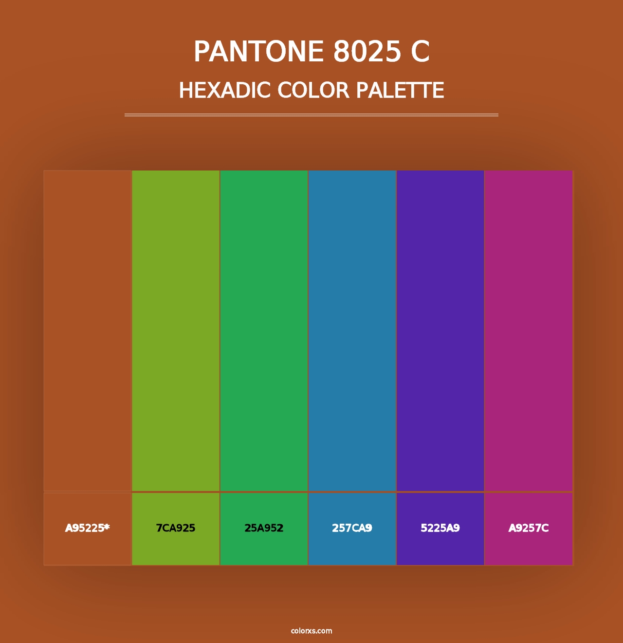 PANTONE 8025 C - Hexadic Color Palette