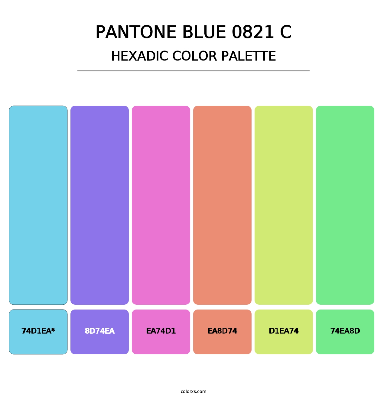 PANTONE Blue 0821 C - Hexadic Color Palette