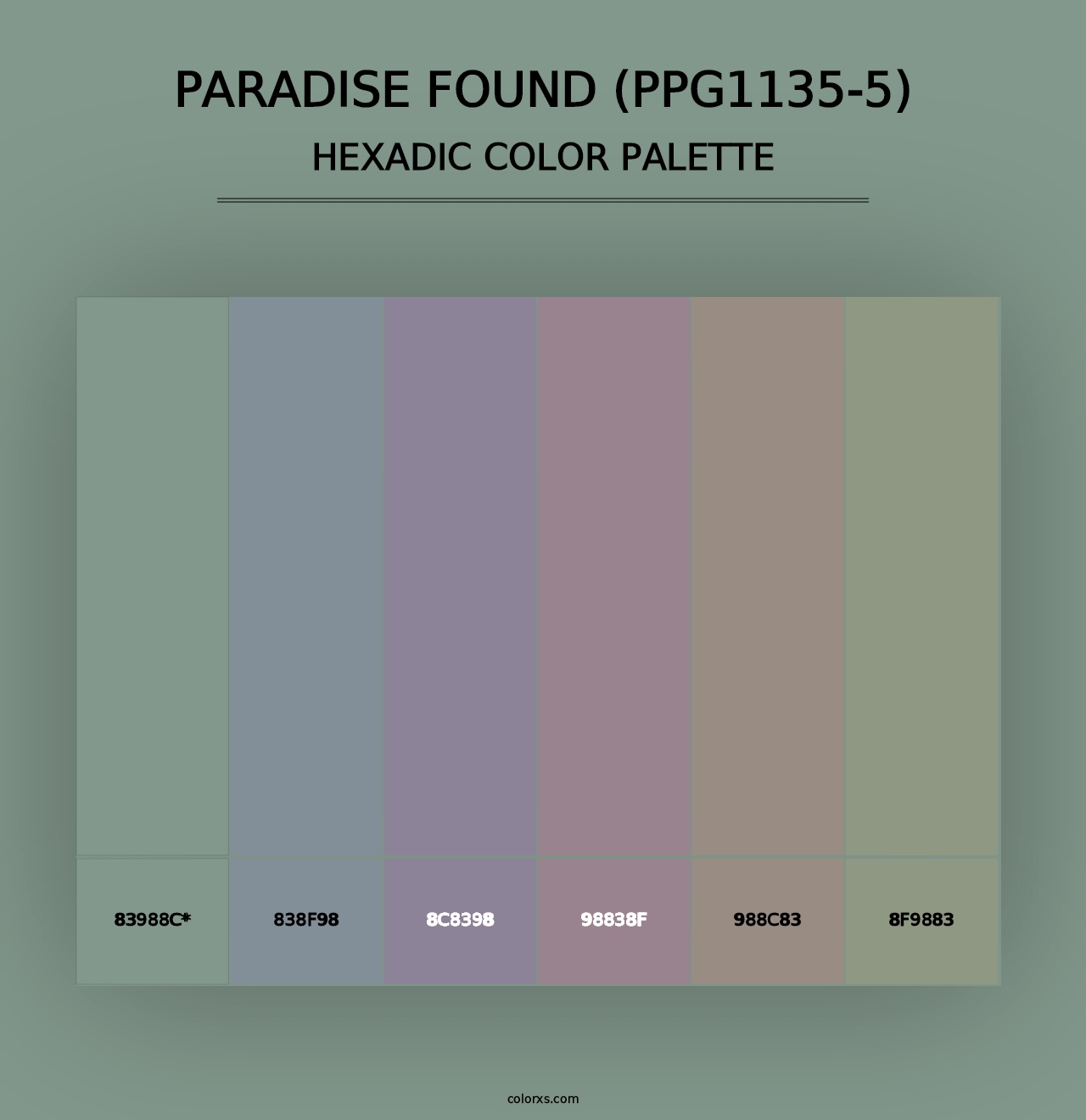 Paradise Found (PPG1135-5) - Hexadic Color Palette